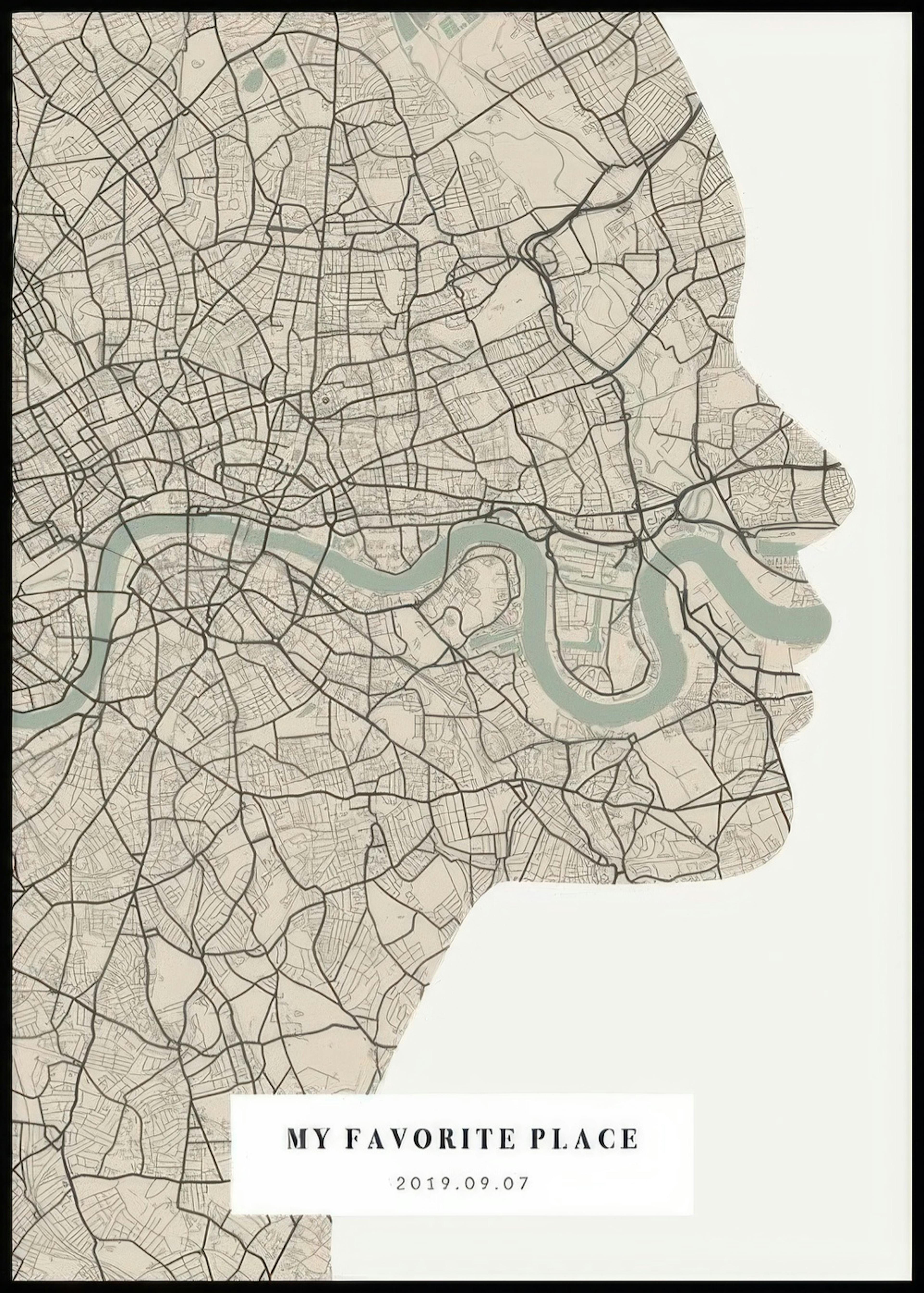Silhouette Map Vintage Green Personal Poster 0