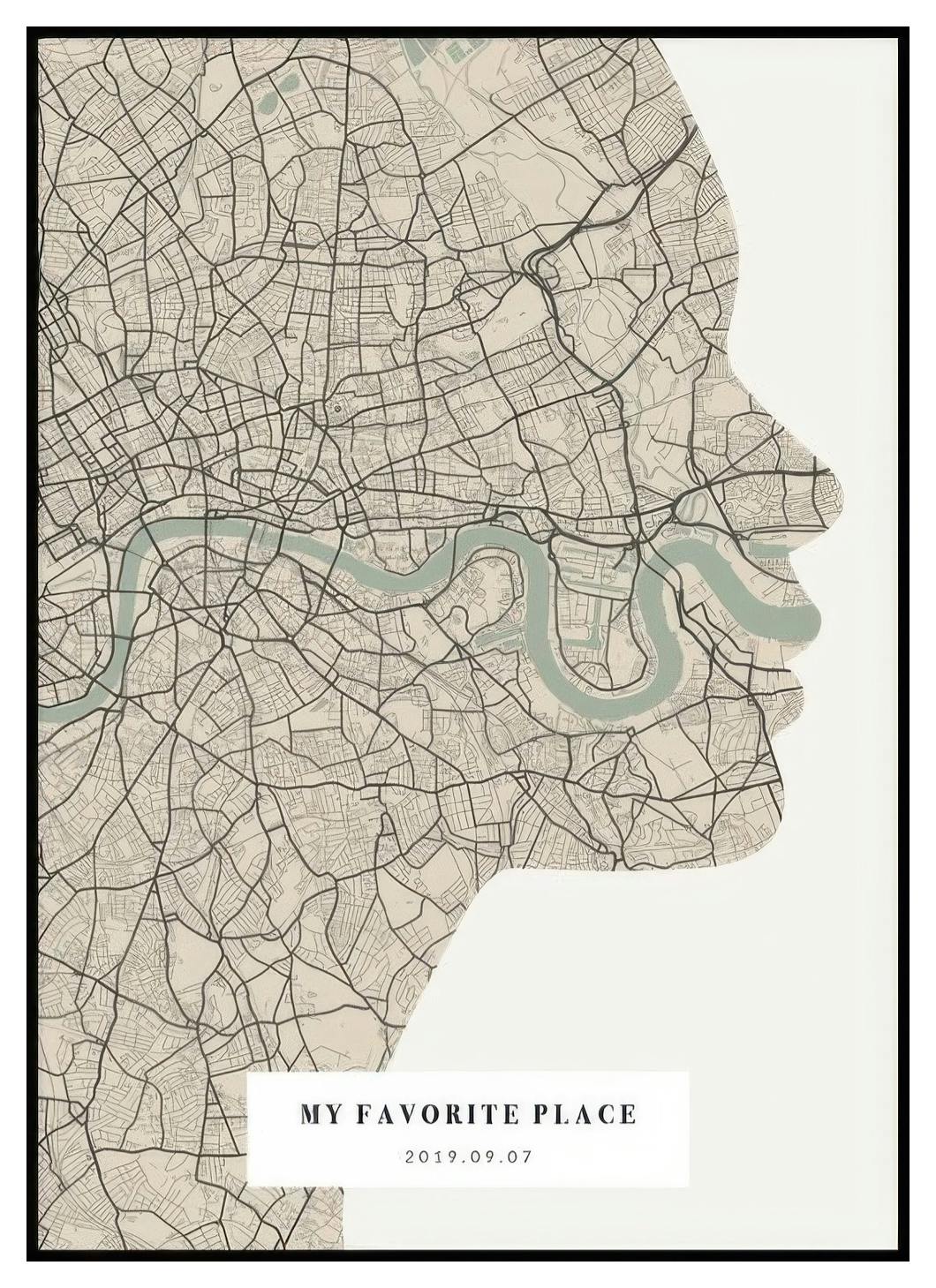 Carte Silhouette Verte Vintage Poster Personnalisé (50x70 cm) - Poster Store