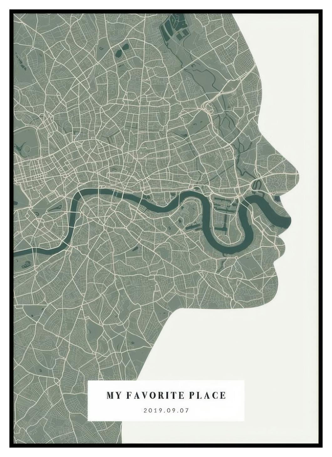 Silhouette Map Moss persoonlijke poster (50x70 cm) - Poster Store