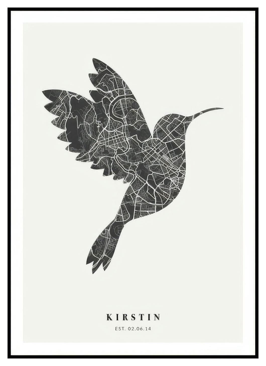 Mappa uccelli Notte poster personalizzato (50x70 cm) - Poster Store