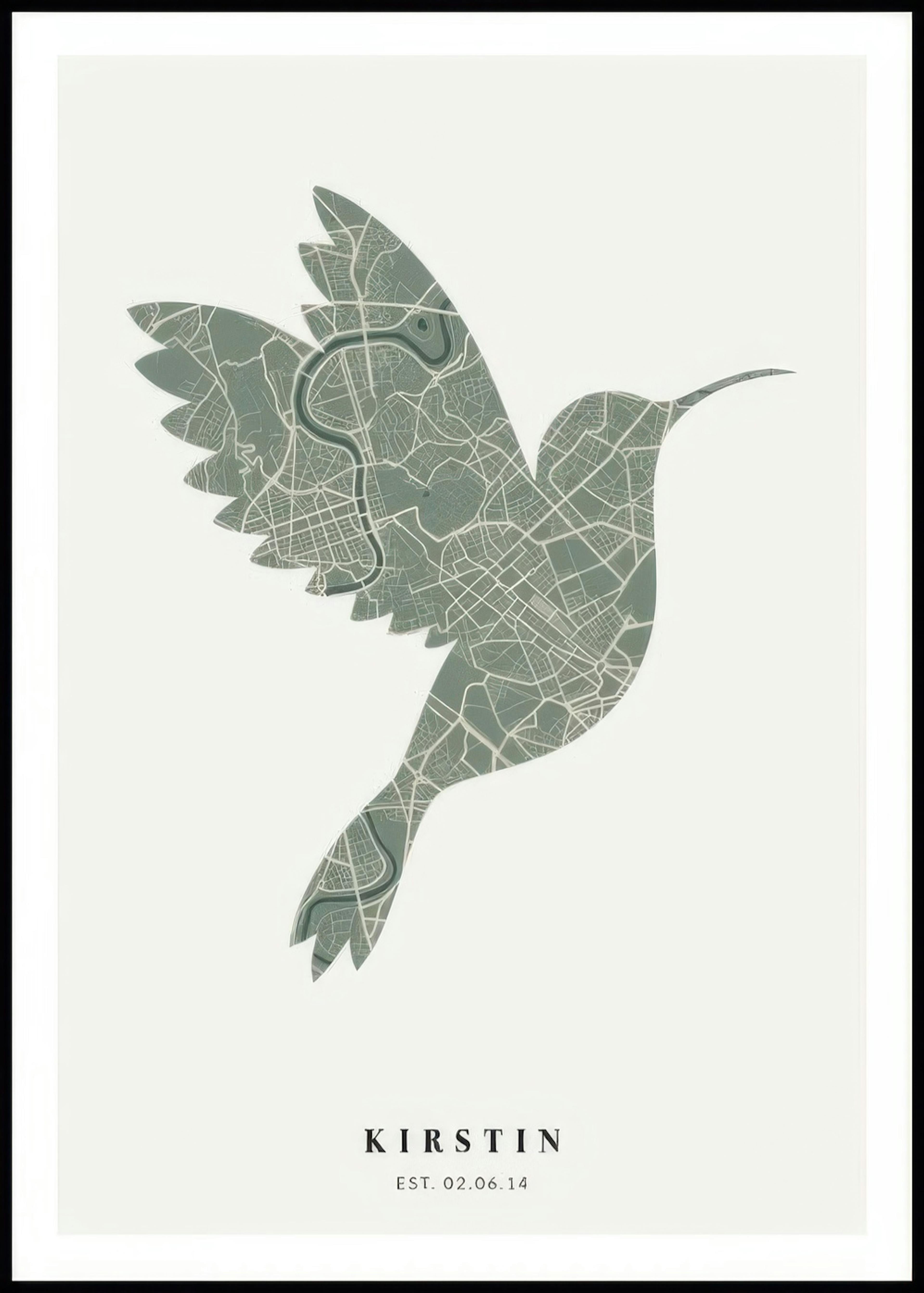 Bird Map Moss persoonlijke poster 0