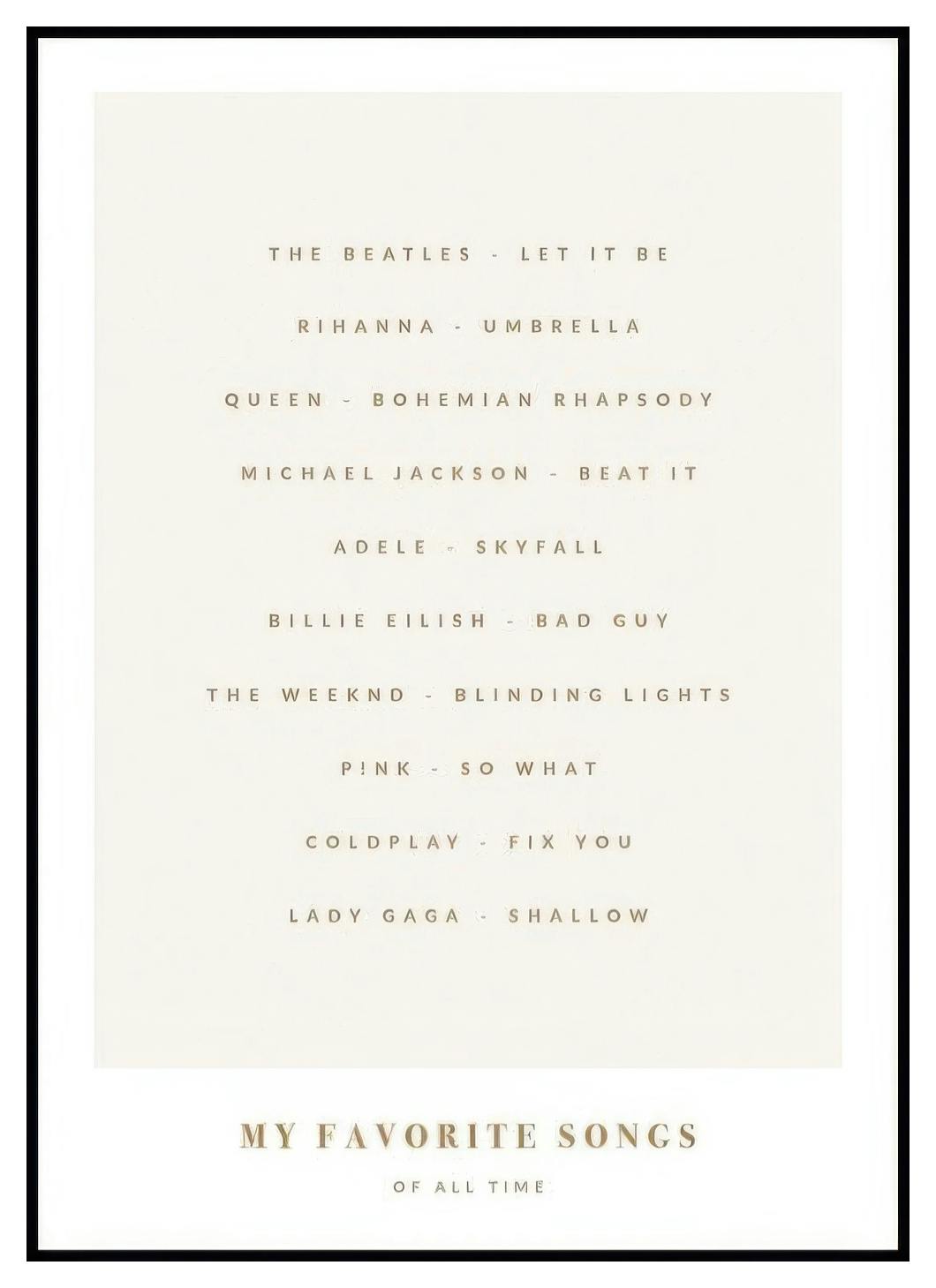 Mine favorittsanger Beige personlig plakat (50x70 cm) - Poster Store