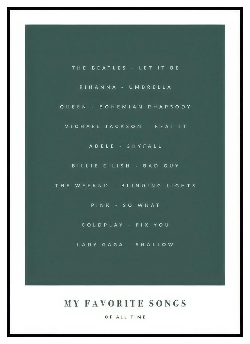 My Favorite Songs Green persoonlijke poster (50x70 cm) - Poster Store
