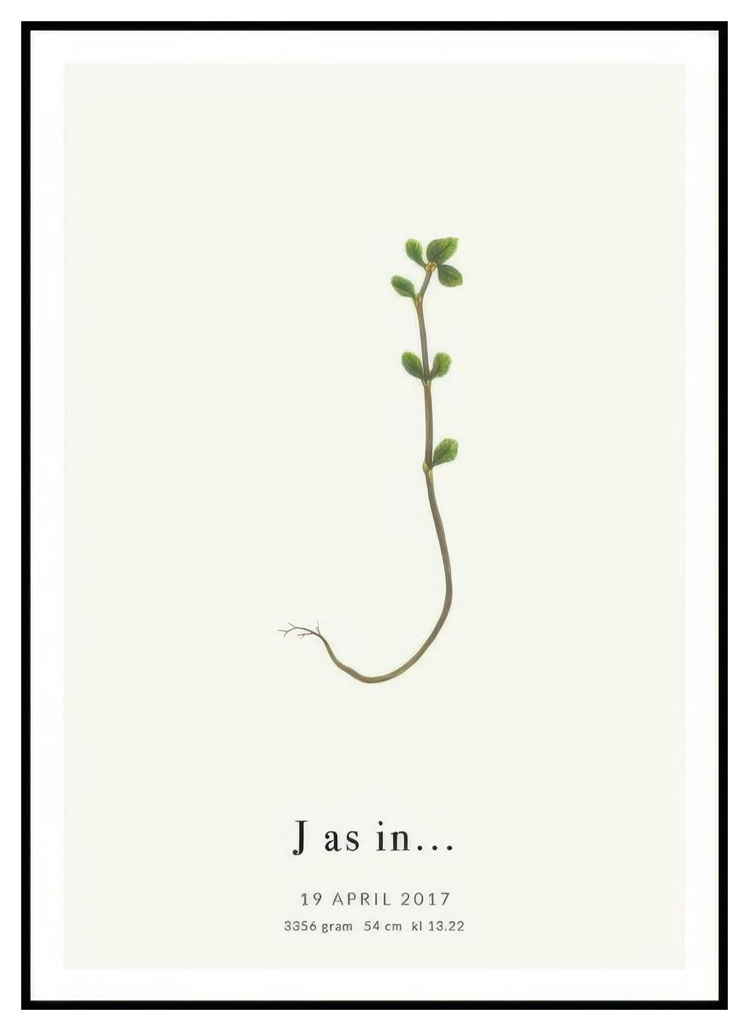 Lettera botanica J poster personalizzato (50x70 cm) - Poster Store