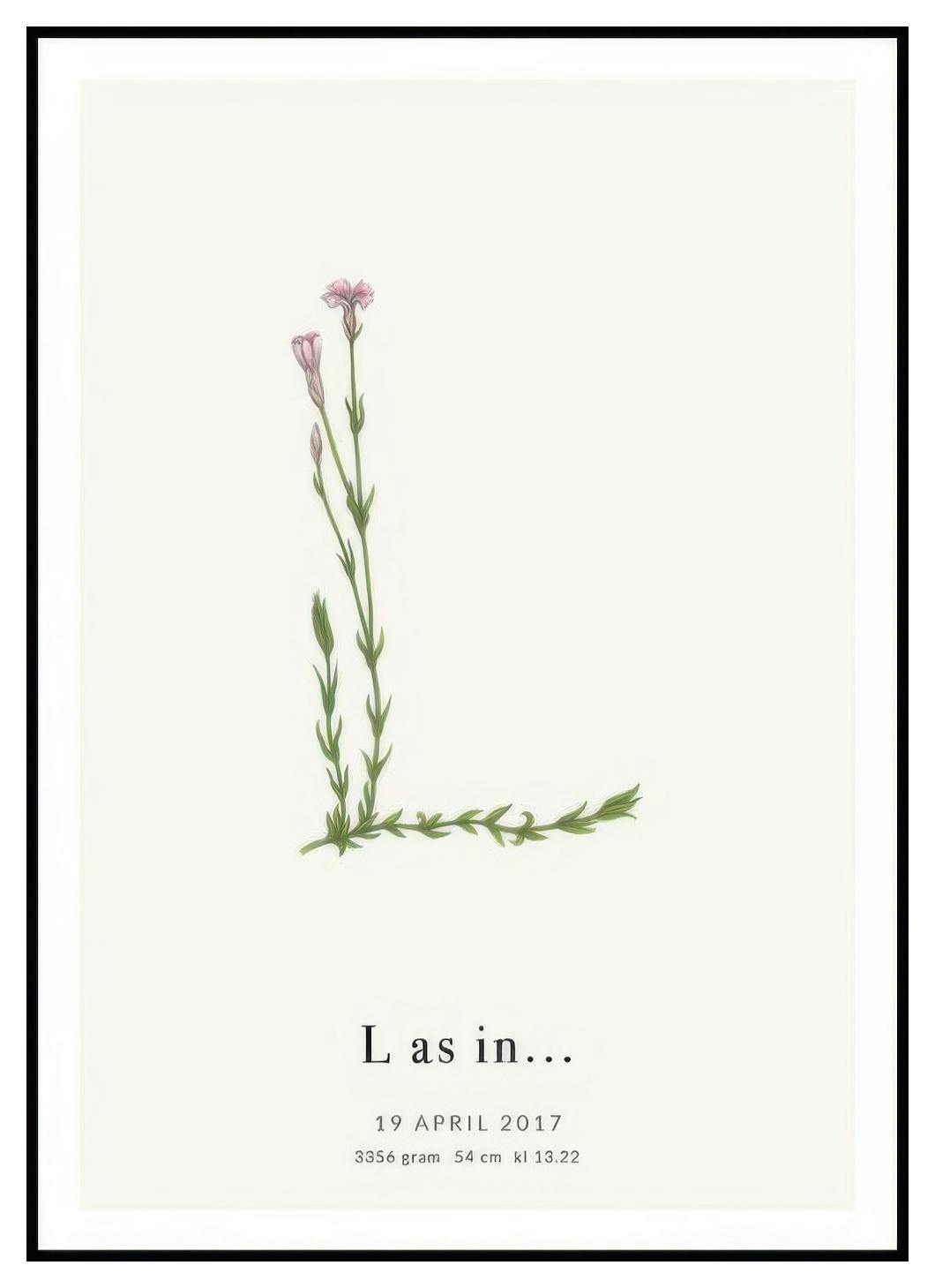 Lettre Botanique L Poster Personnalisé (30x40 cm) - Poster Store