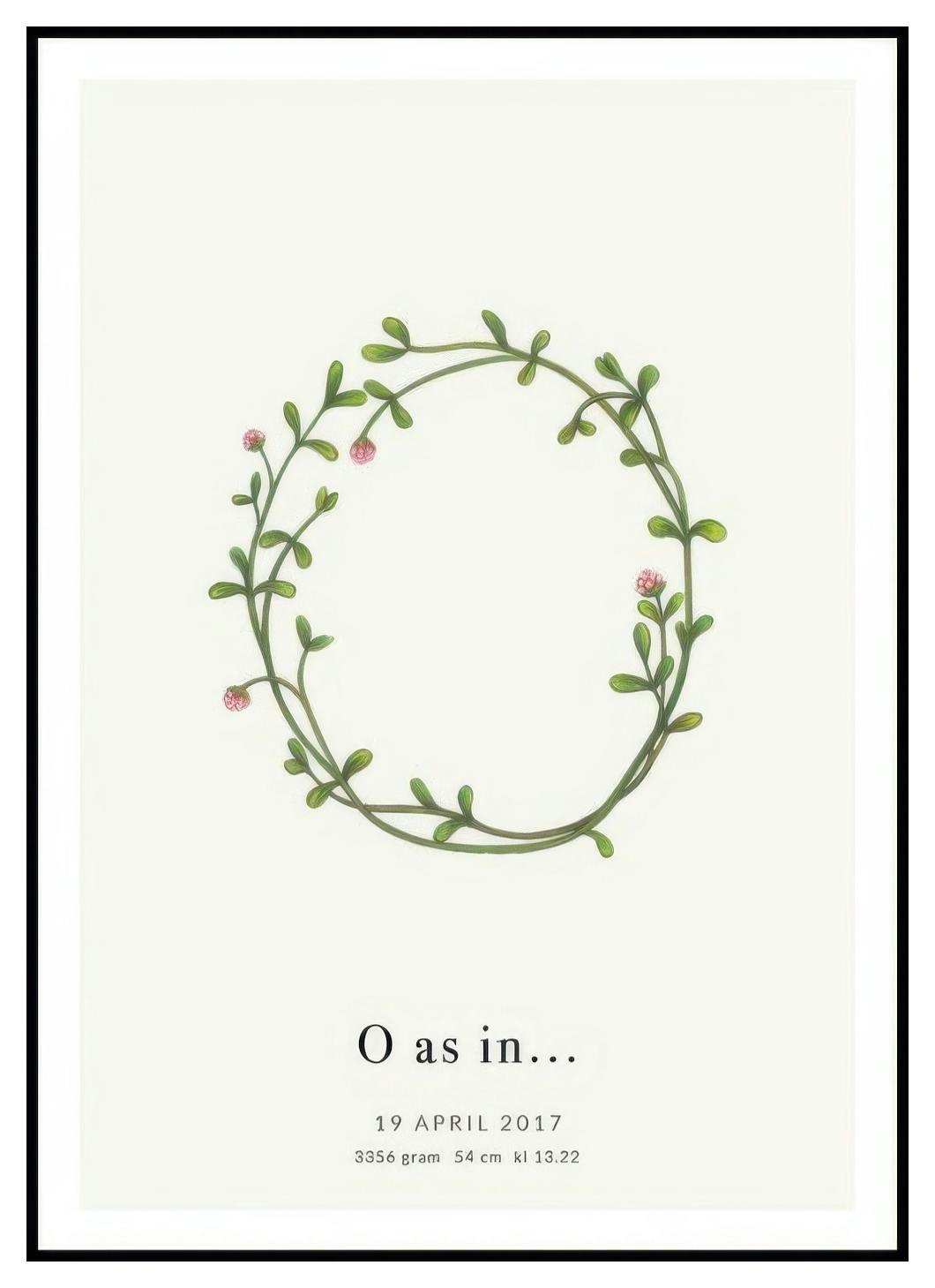 Botanische letter O persoonlijke poster (50x70 cm) - Poster Store