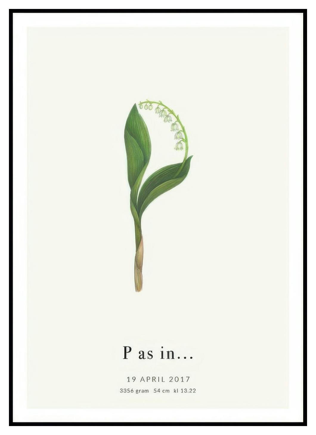 Litera Botaniczna P Plakat Personalizowany (50x70 cm) - Poster Store