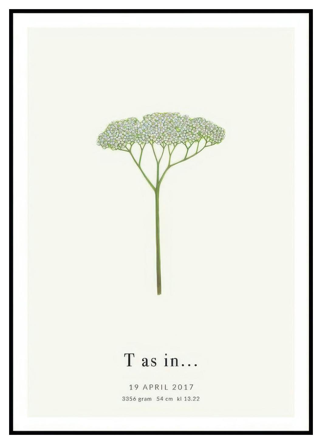 Botanisk Bokstav T Personlig Poster (50x70 cm) - Poster Store