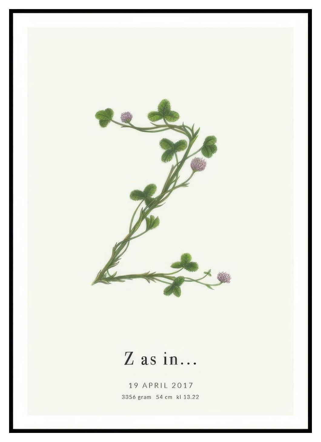 Botanischer Buchstabe Z Personalisiert Poster (30x40 cm) - Poster Store