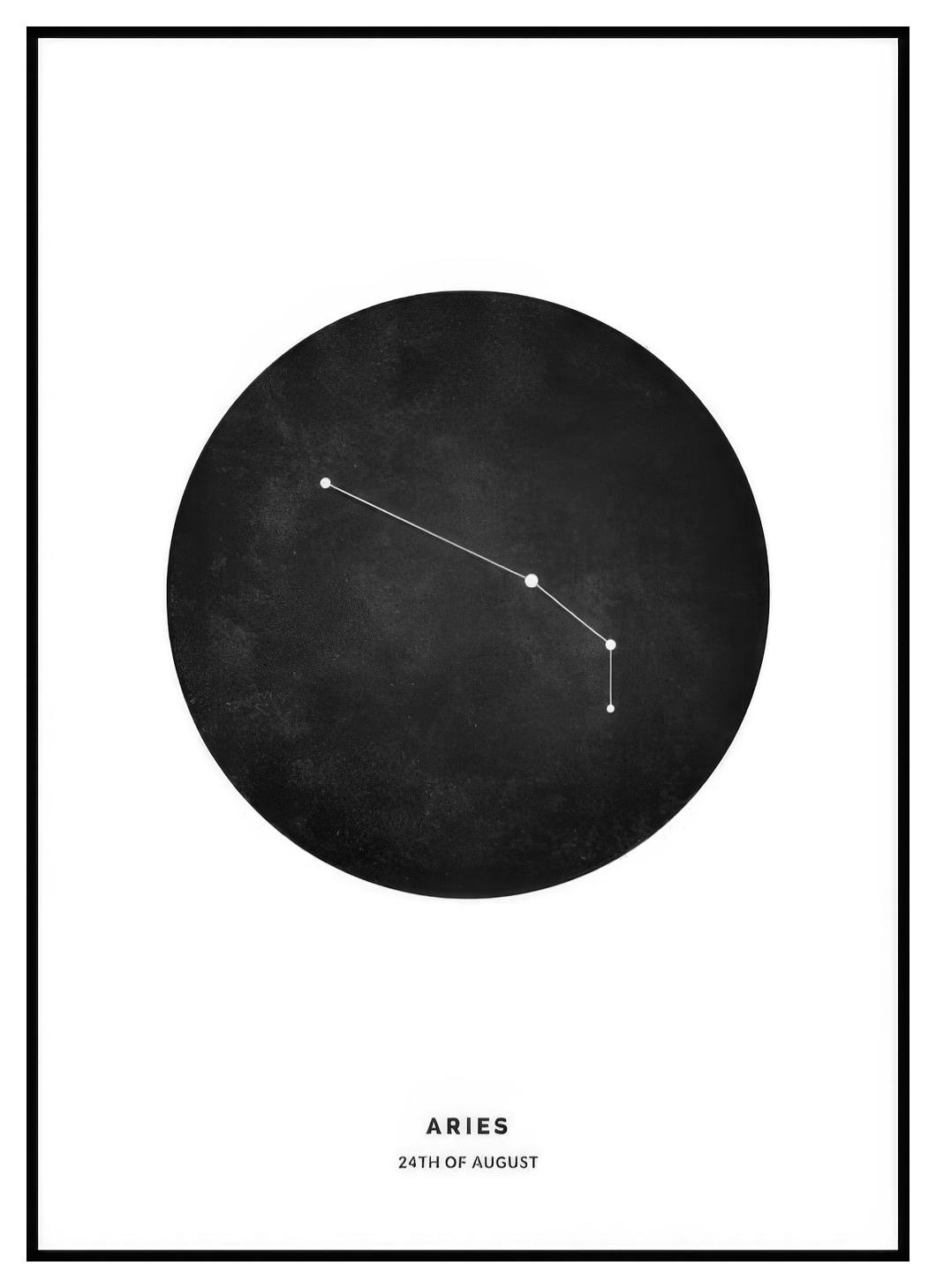 Signe du Zodiaque Noir Bélier Poster Personnalisé (50x70 cm) - Poster Store