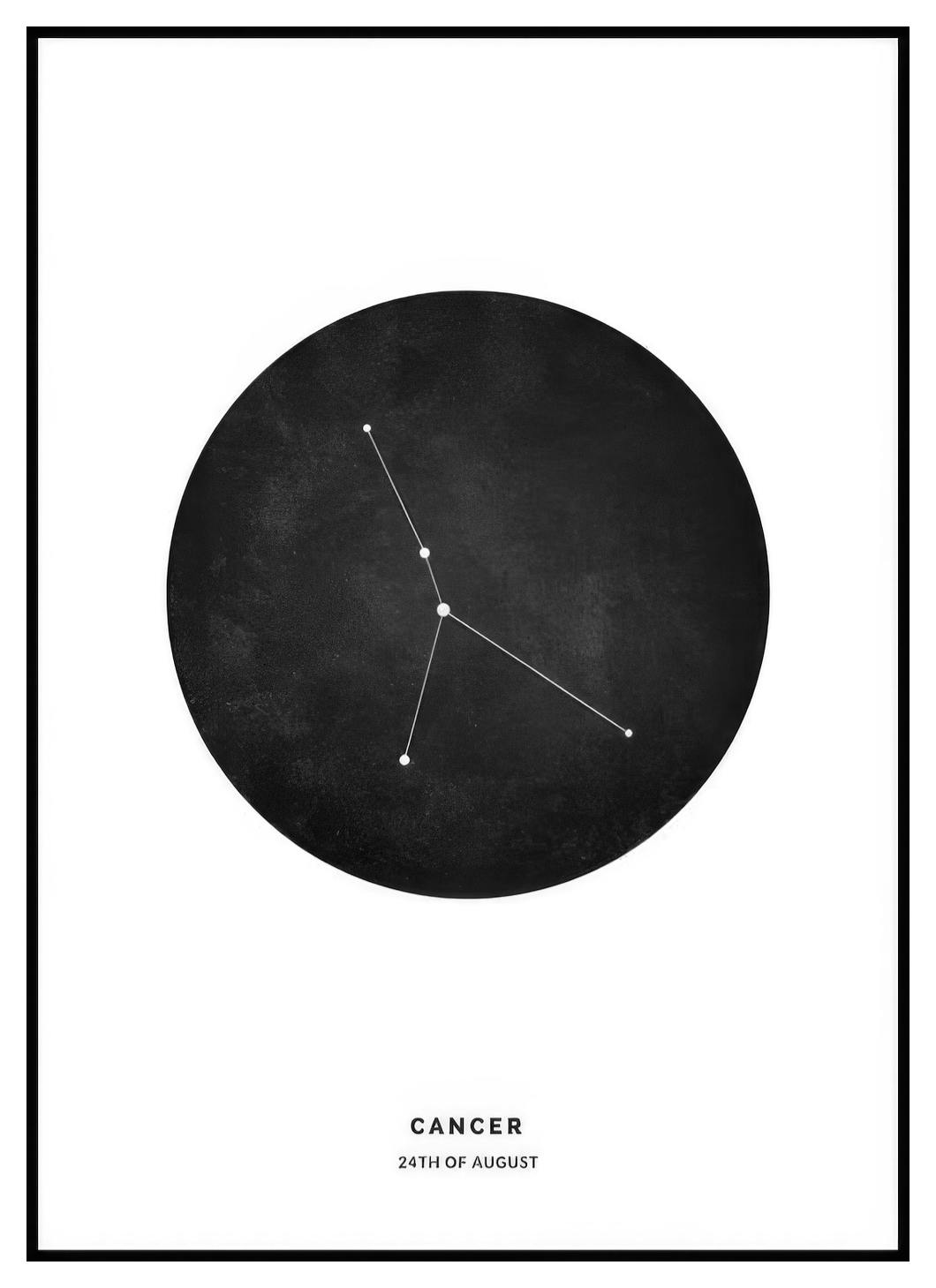 Znak zodiaku czarny Rak Plakat Personalizowany (50x70 cm) - Poster Store