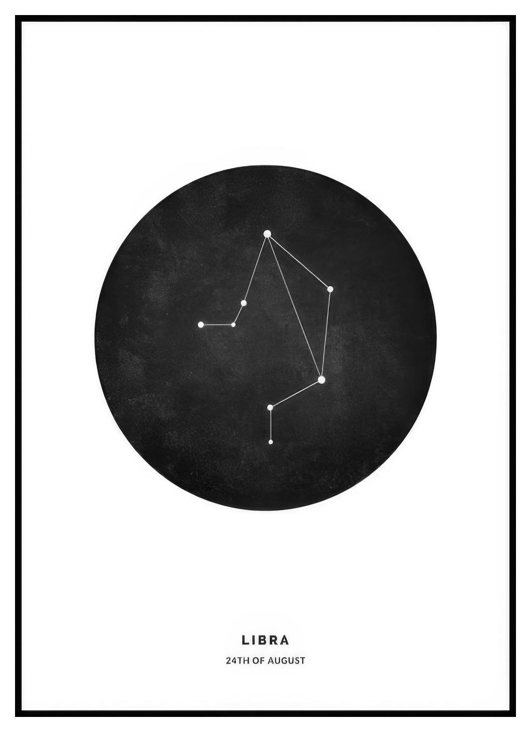Signe du Zodiaque Noir Balance Poster Personnalisé (50x70 cm) - Poster Store