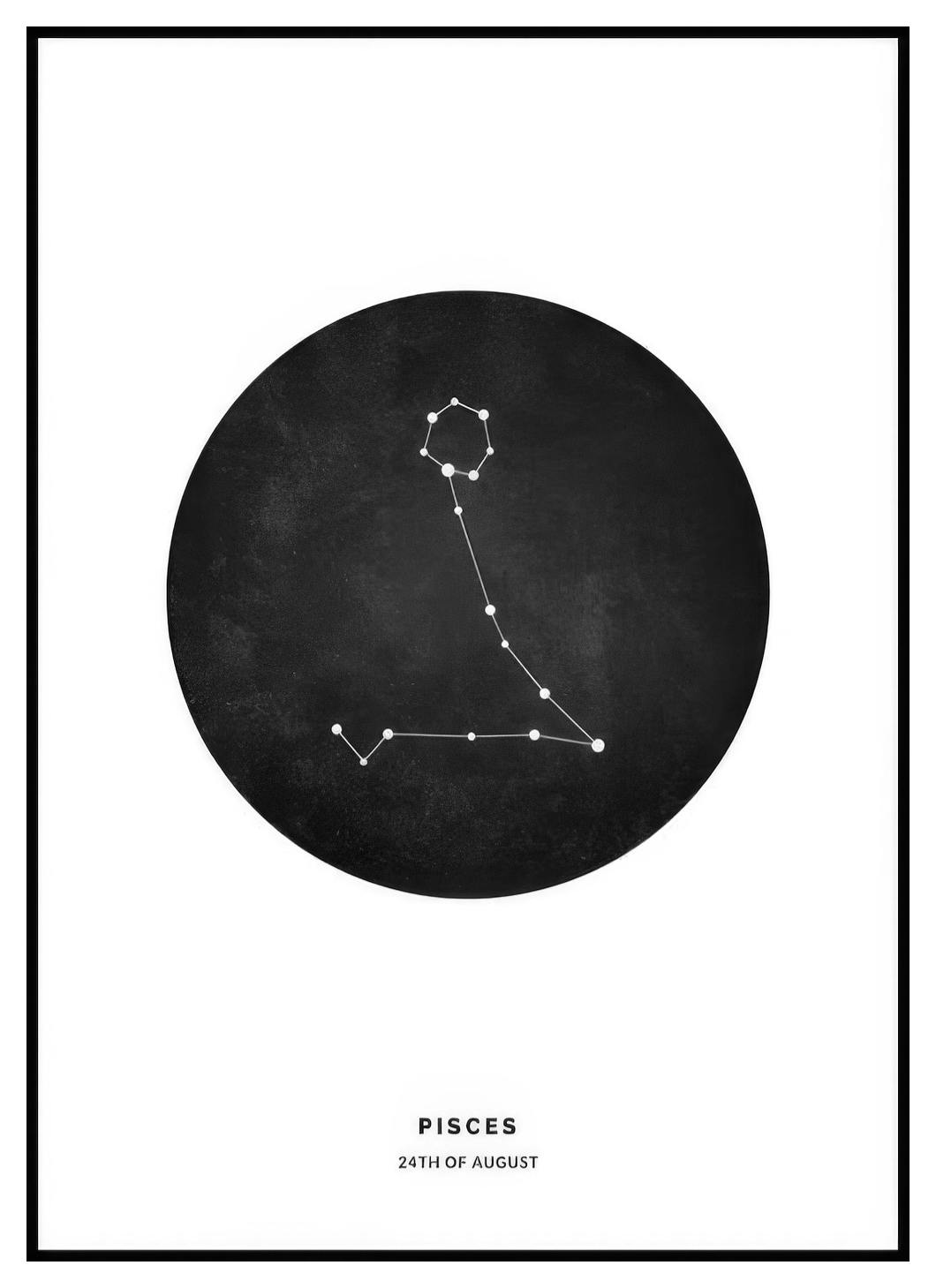 Stjernetegn Svart Fiskene personlig plakat (50x70 cm) - Poster Store