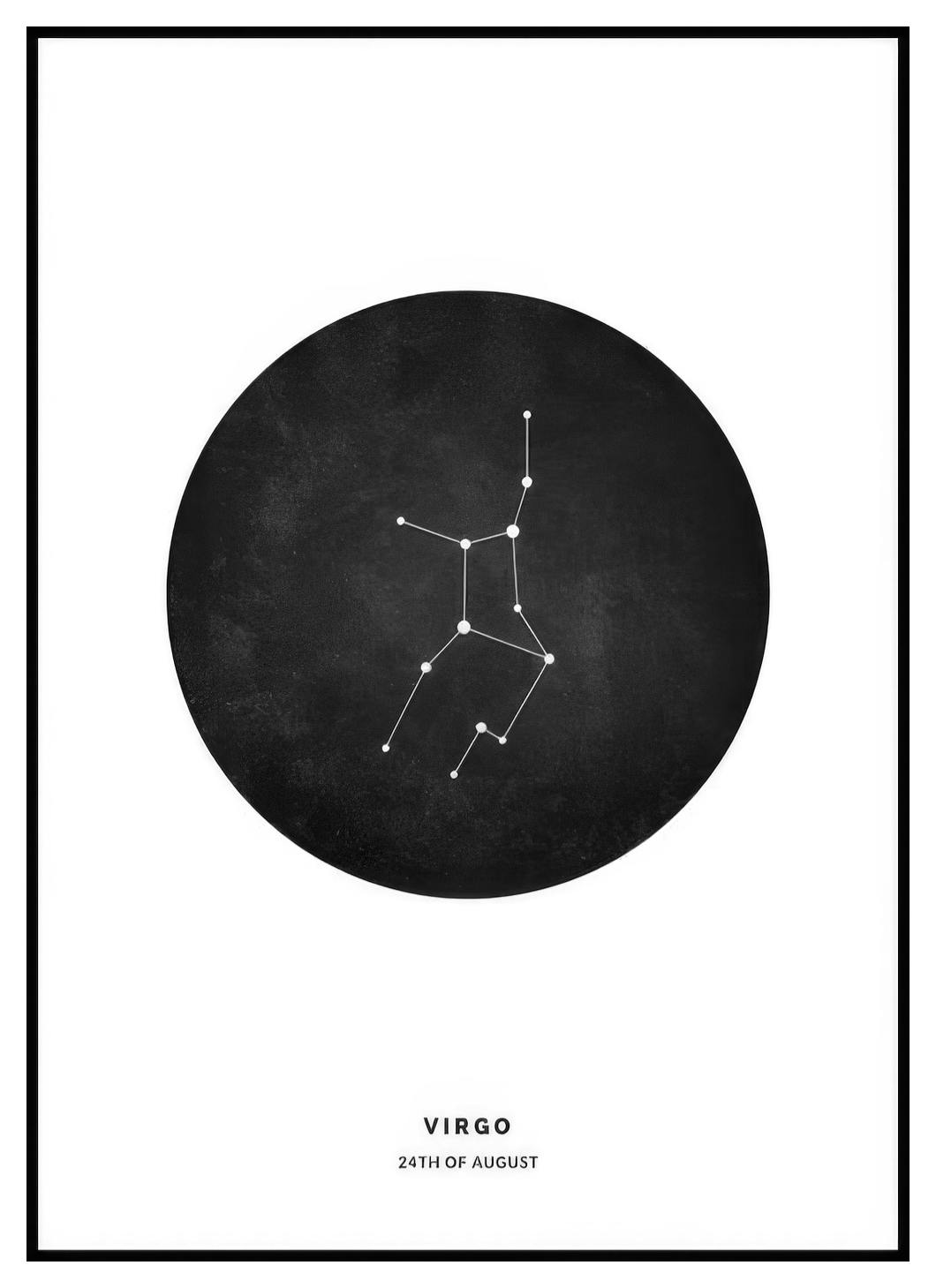 Signe du Zodiaque Noir Vierge Poster Personnalisé (30x40 cm) - Poster Store