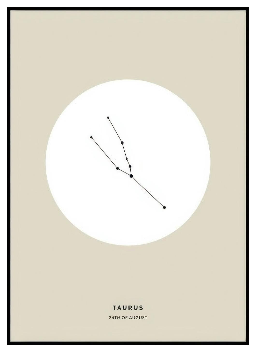 Signe du Zodiaque Beige Taureau Poster Personnalisé (30x40 cm) - Poster Store