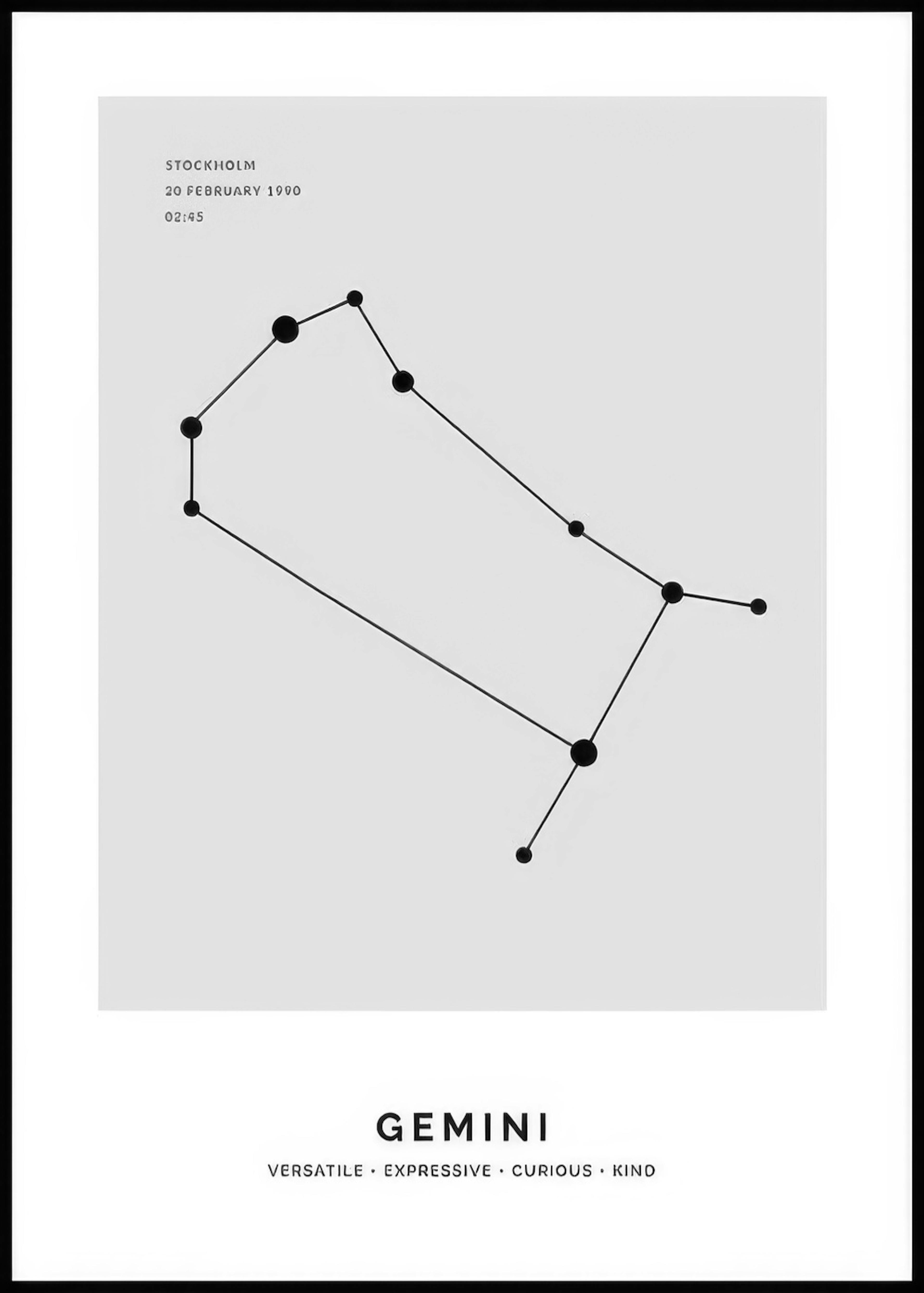 Konstellation Grau Zwilling Personalisiert Poster 0
