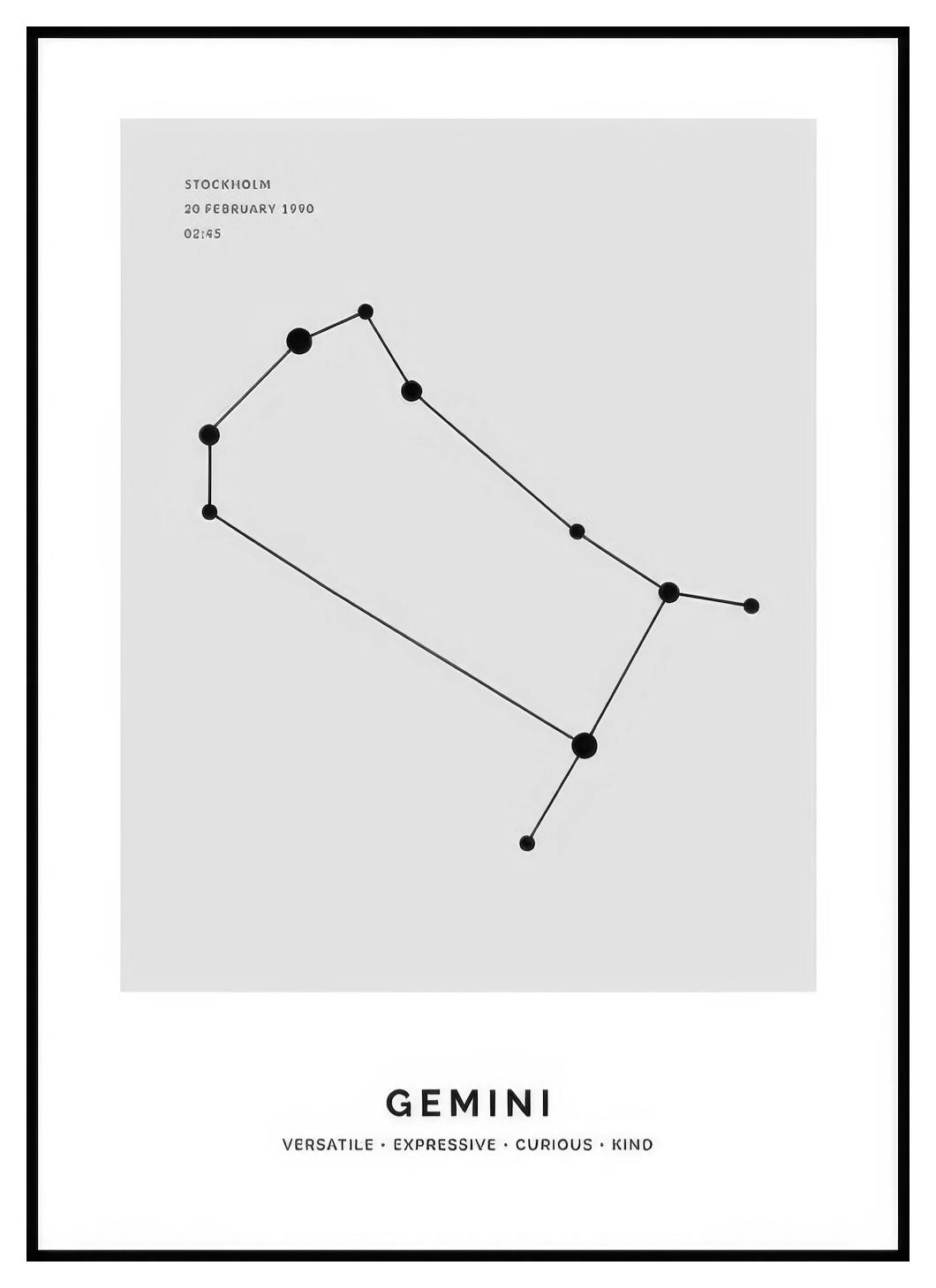 Constellation Gris Gémeaux Poster Personnalisé (50x70 cm) - Poster Store