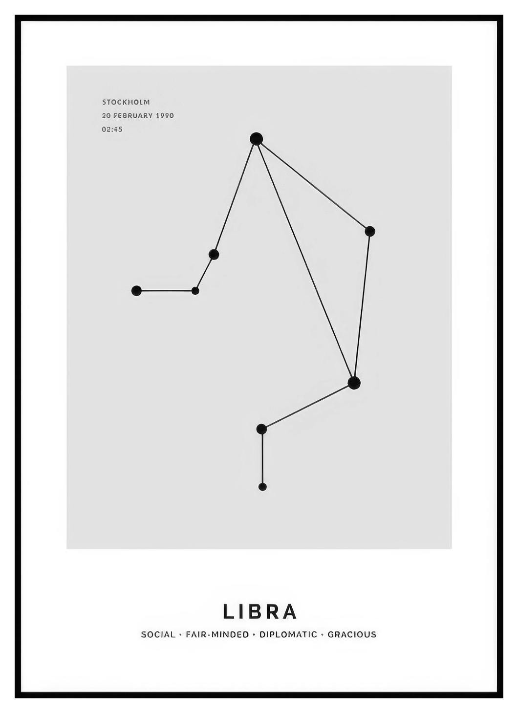Constellation Grey Libra persoonlijke poster (50x70 cm) - Poster Store