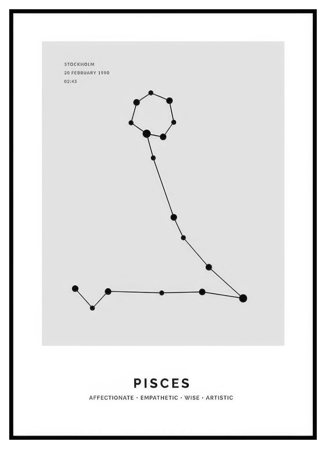 Konstelacja szara Ryby Plakat Personalizowany (50x70 cm) - Poster Store