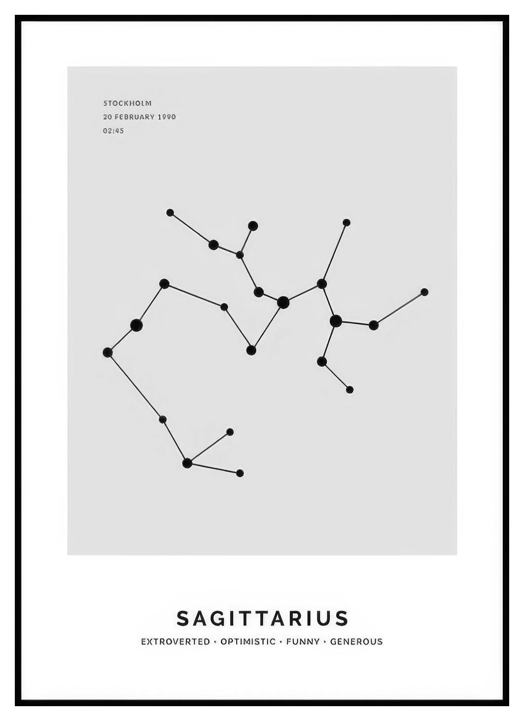 Konstelacja szara Strzelec Plakat Personalizowany (50x70 cm) - Poster Store