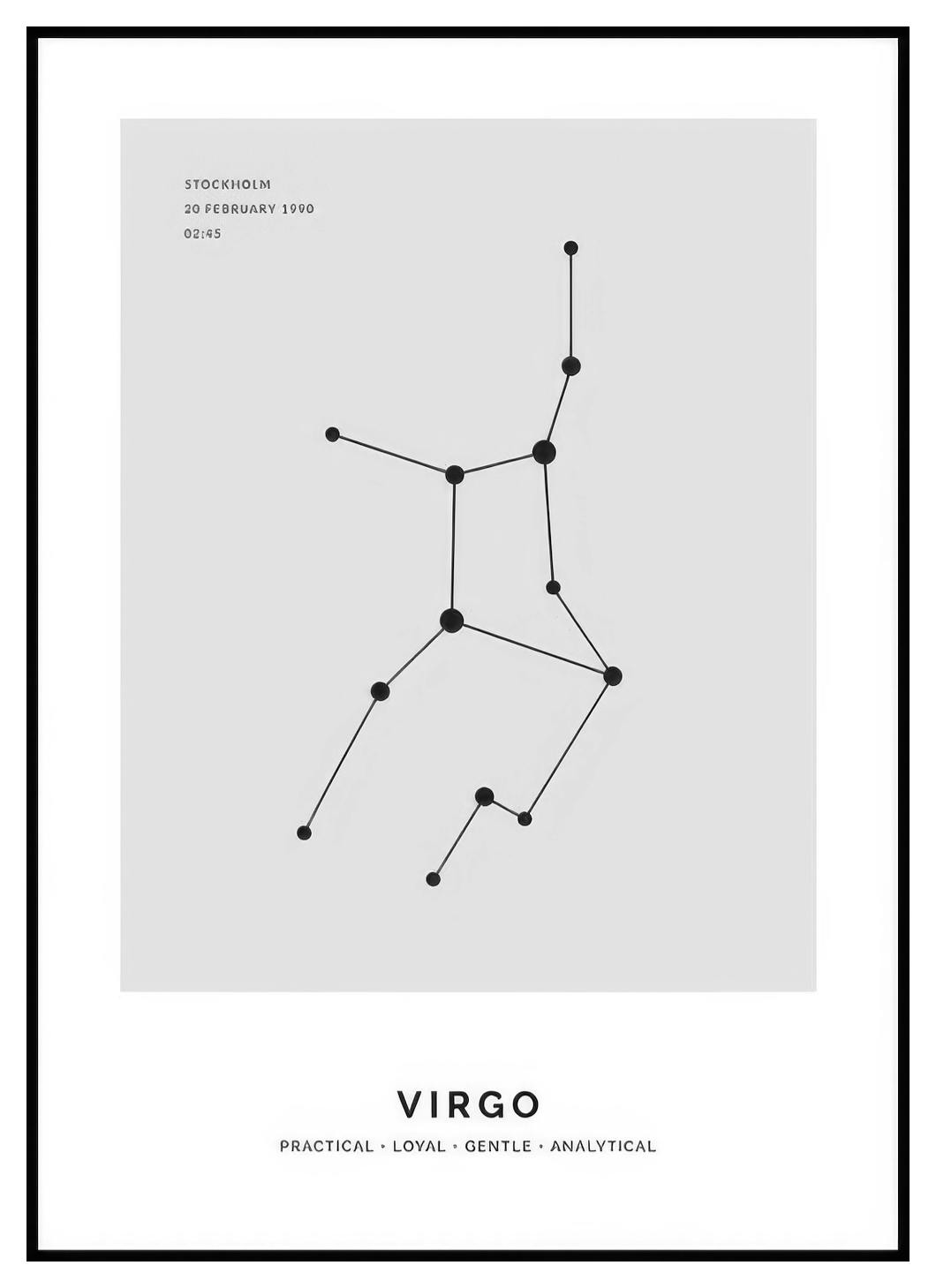Constellation Grey Jomfruen personlig plakat (50x70 cm) - Poster Store