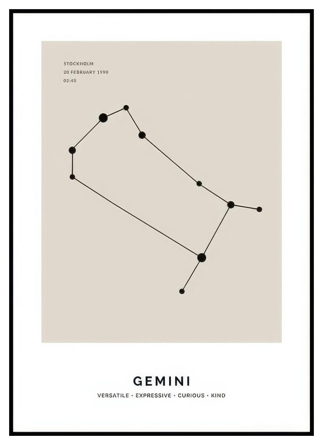 Costellazione Gemelli beige poster personalizzato (50x70 cm) - Poster Store