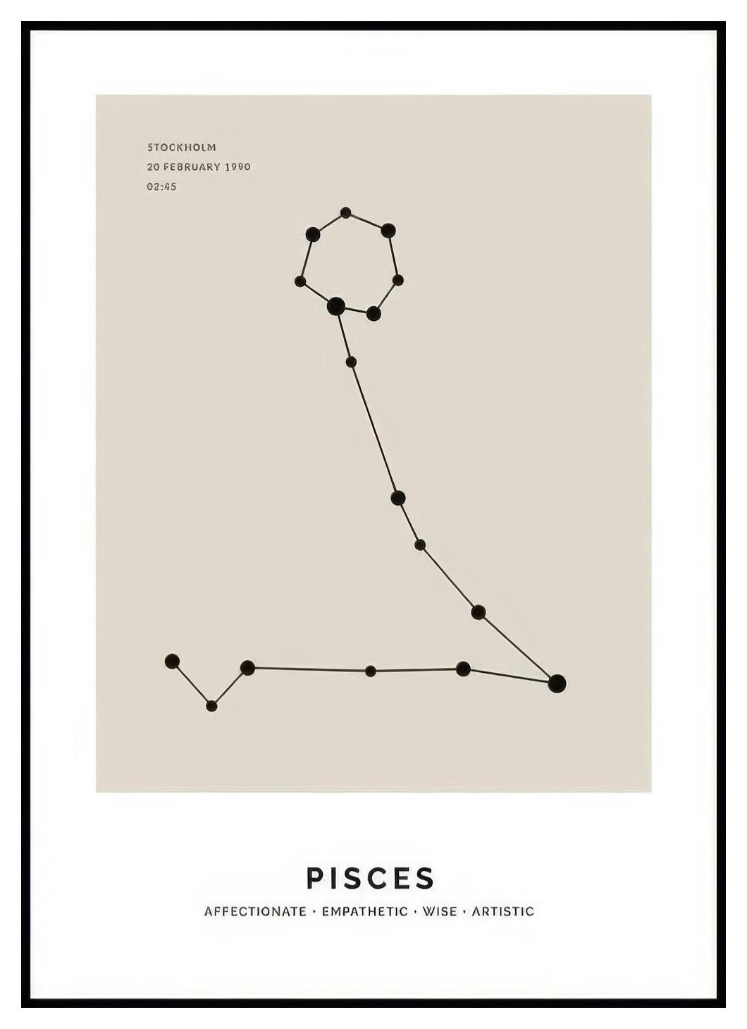 Constellation Beige Poissons Poster Personnalisé (50x70 cm) - Poster Store