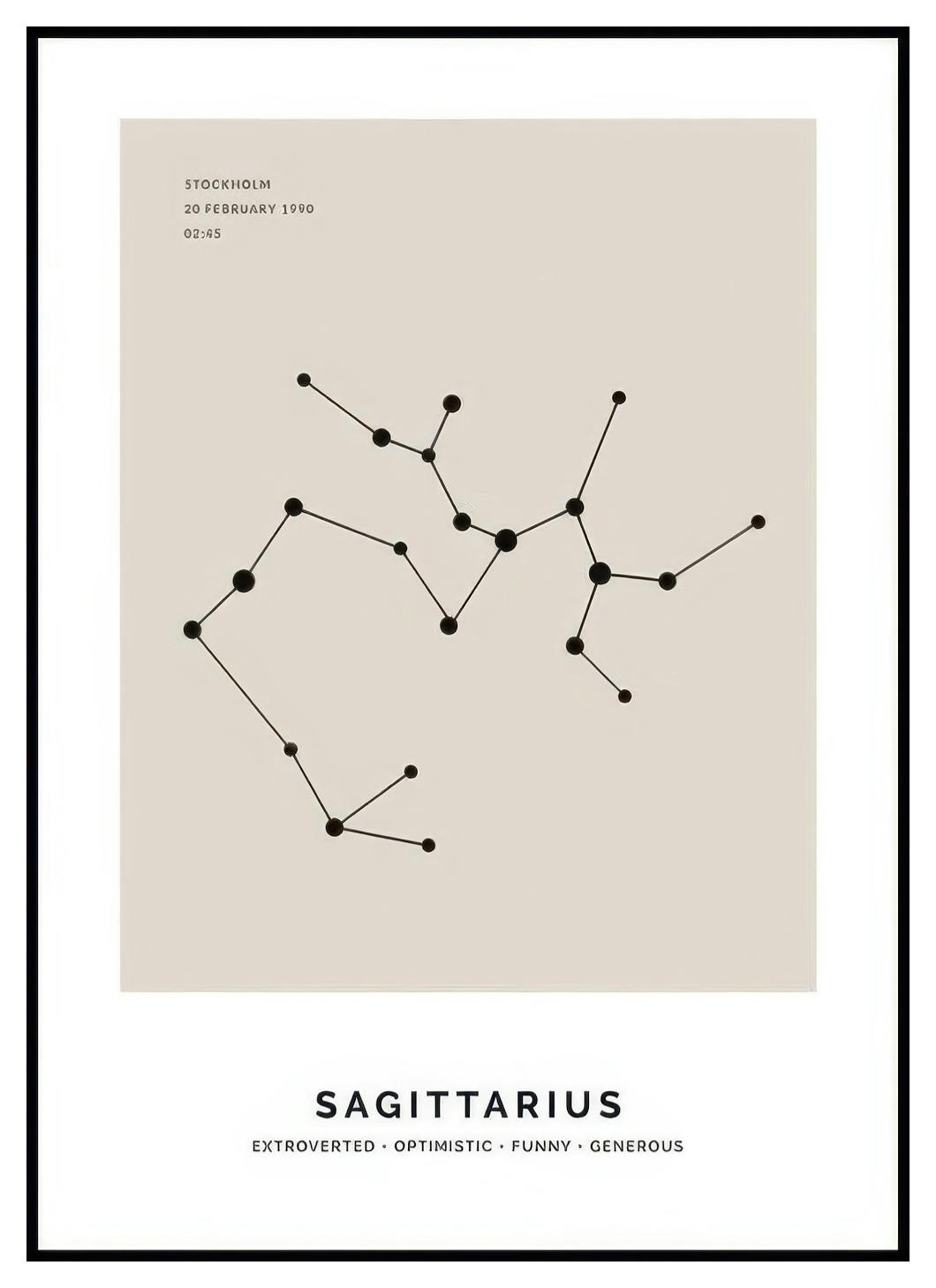 Constellation Beige Sagittaire Poster Personnalisé (30x40 cm) - Poster Store