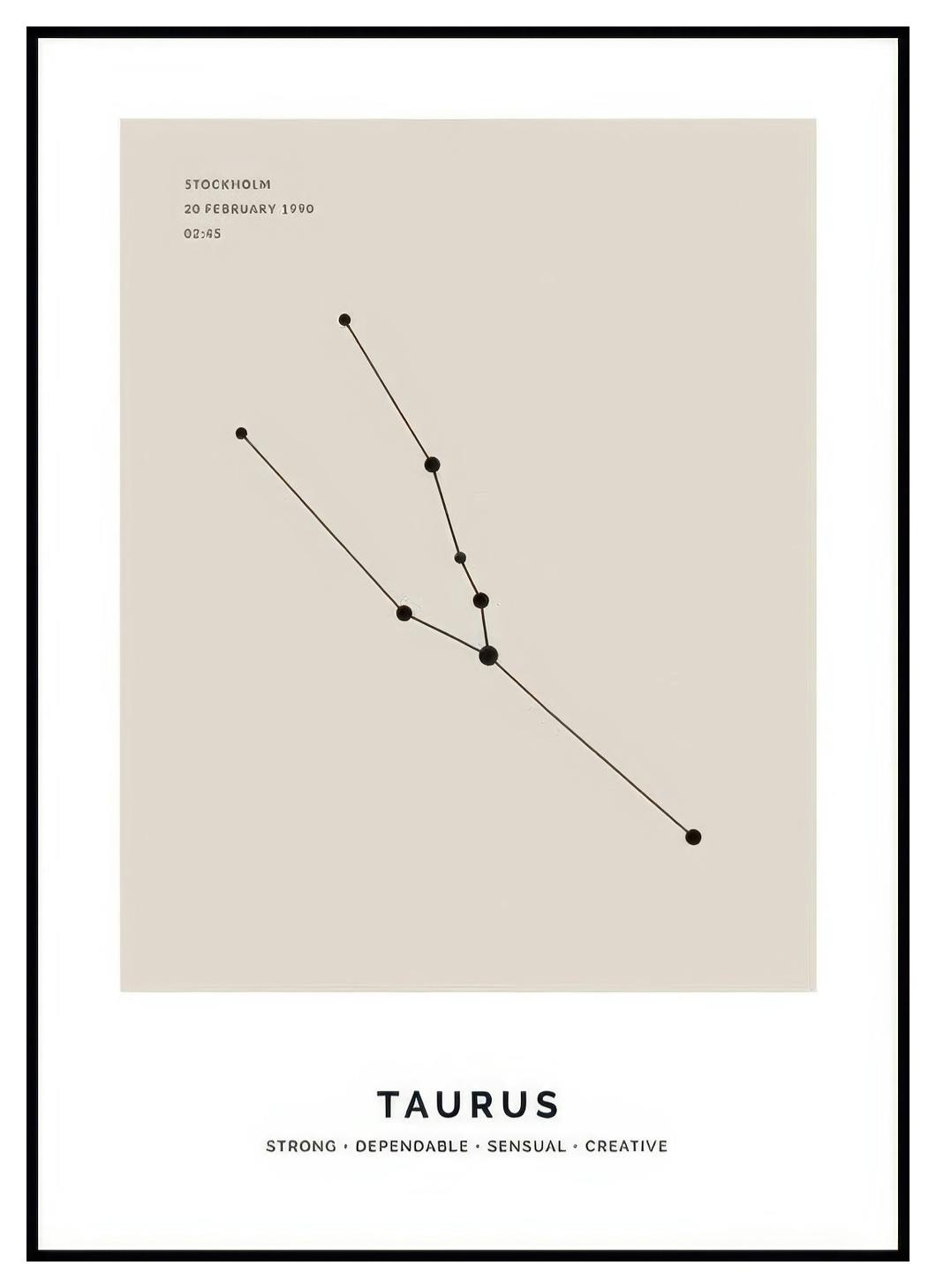 Constellation Beige Taurus persoonlijke poster (30x40 cm) - Poster Store