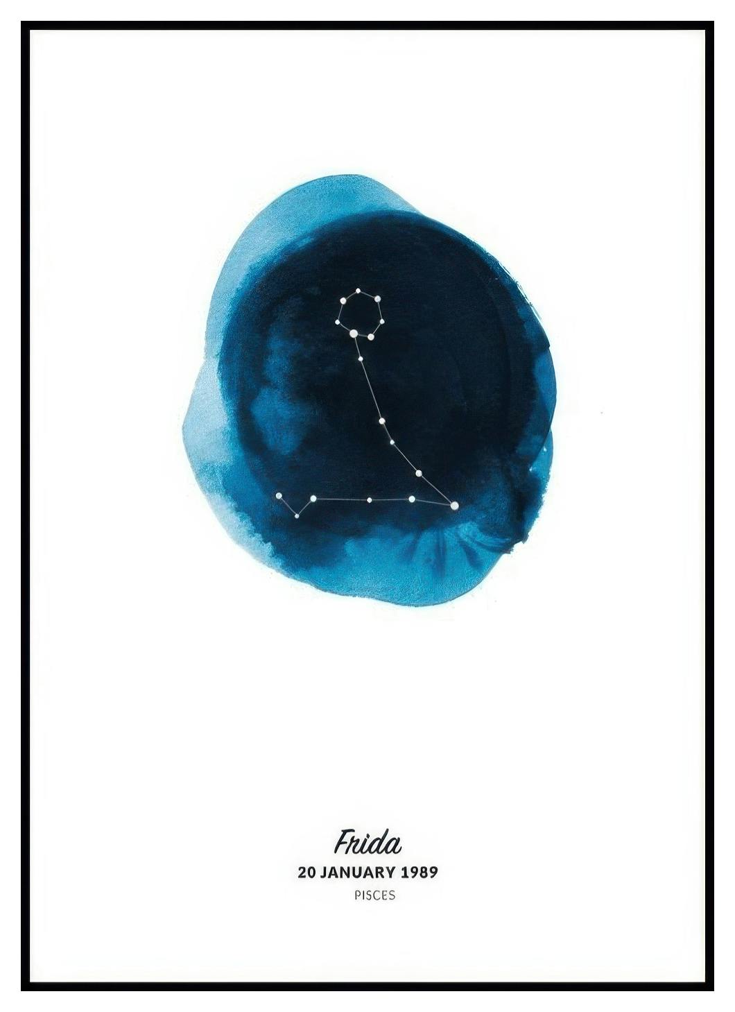 Znak zodiaku Ryby Plakat Personalizowany (50x70 cm) - Poster Store