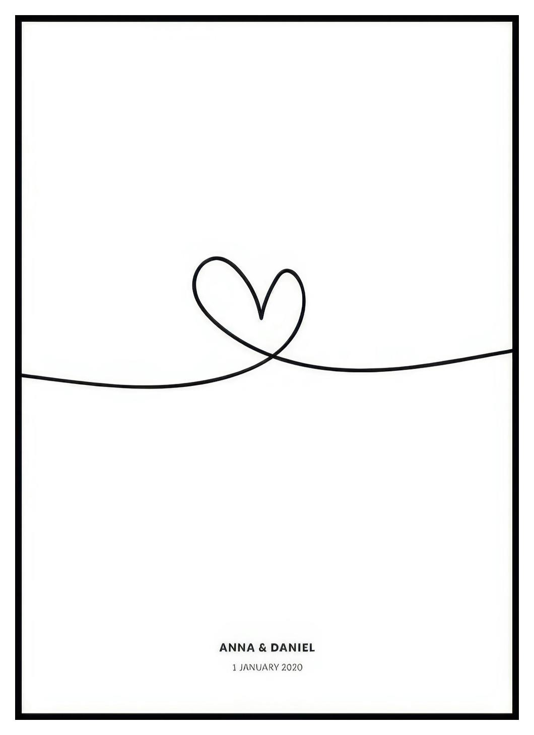 Cœur Art Linéaire Poster Personnalisé (50x70 cm) - Poster Store