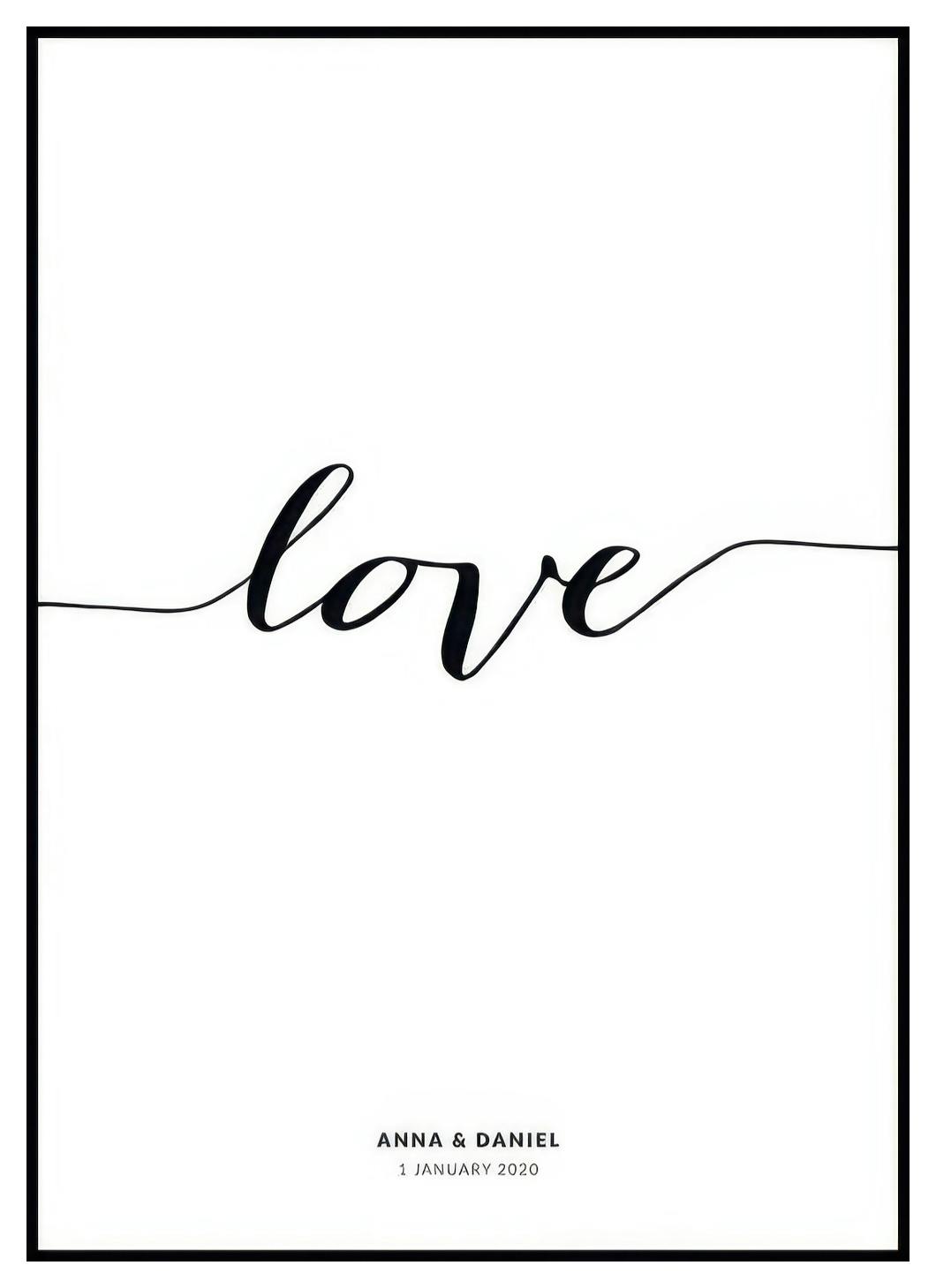 Love Line Plakat Personalizowany (50x70 cm) - Poster Store