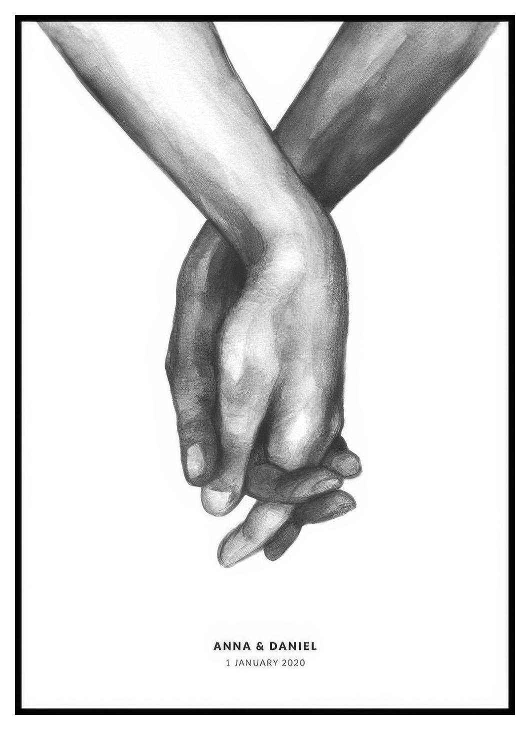 Mains à l'Aquarelle Poster Personnalisé (50x70 cm) - Poster Store