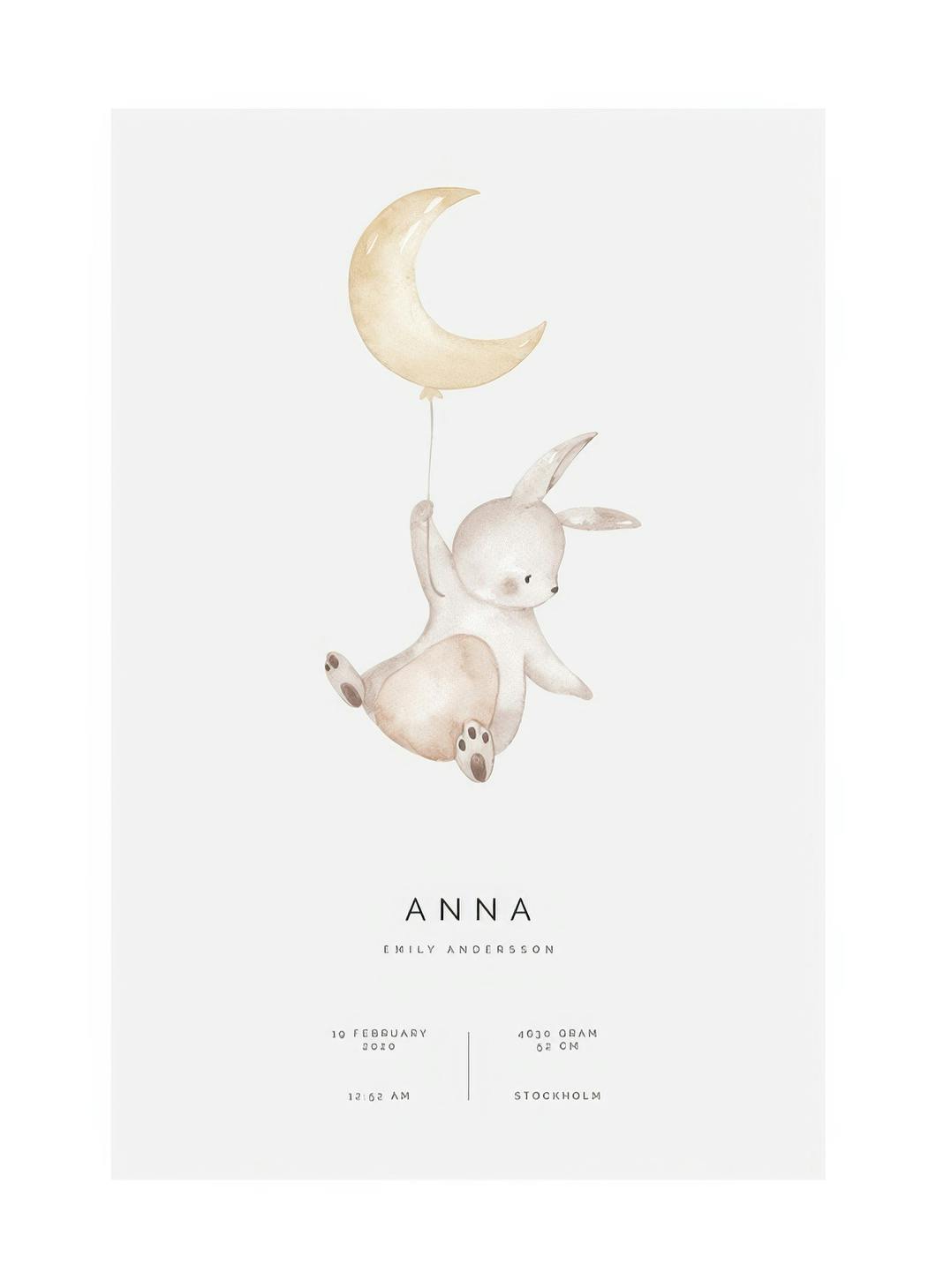 Lapin Volant Poster Personnalisé (50x70 cm) - Poster Store