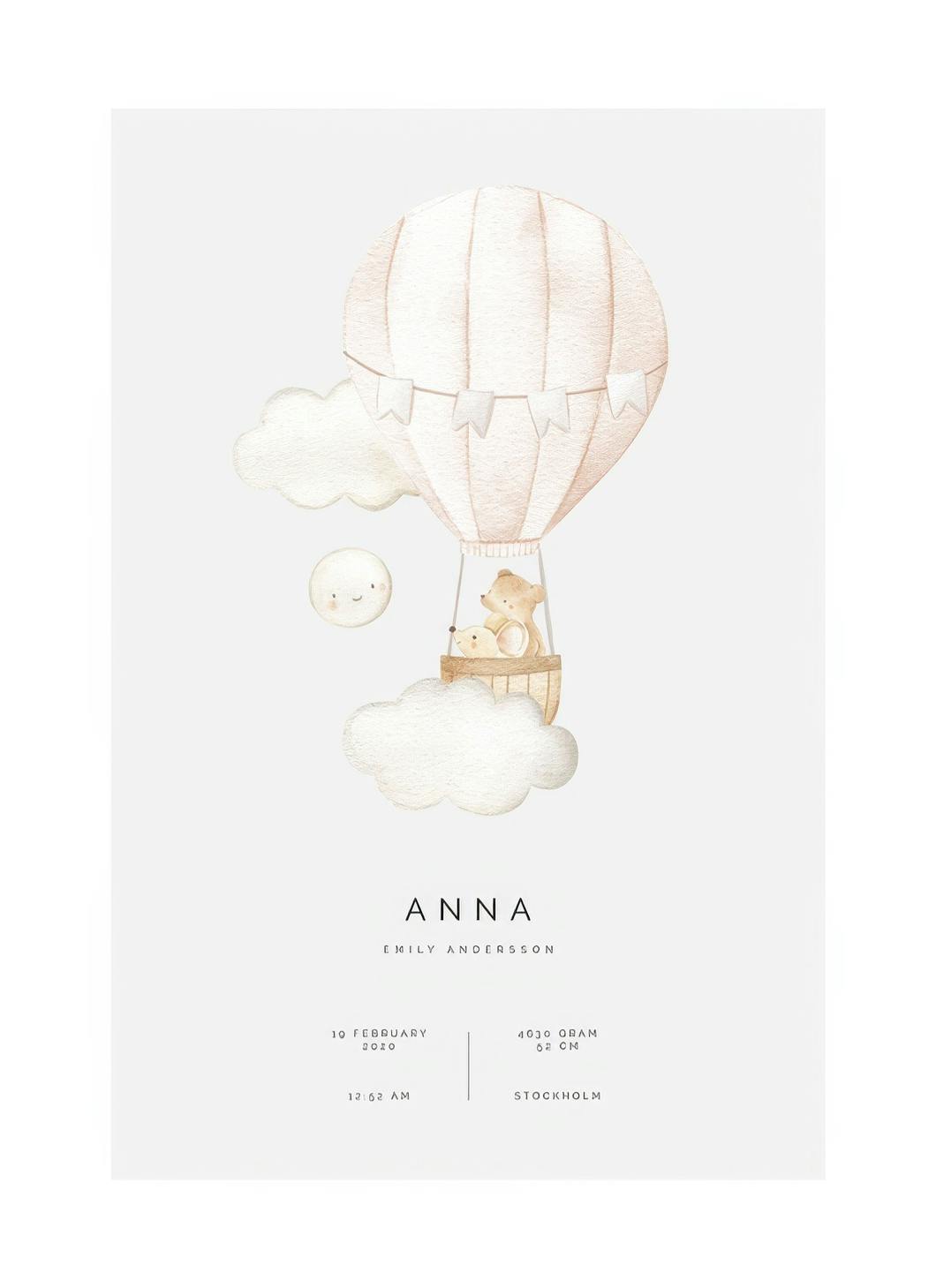 Hot Air Balloon persoonlijke poster (30x40 cm) - Poster Store