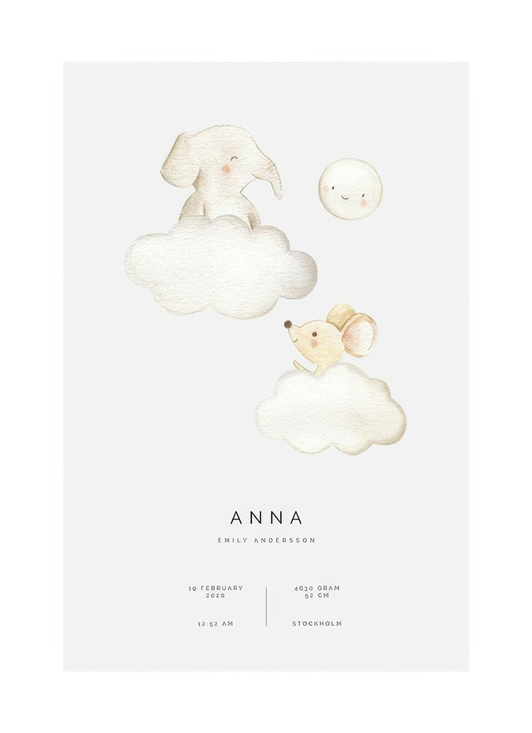In the Clouds persoonlijke poster (30x40 cm) - Poster Store