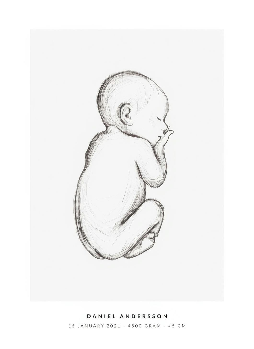 Sovende baby personlig plakat (30x40 cm) - Poster Store