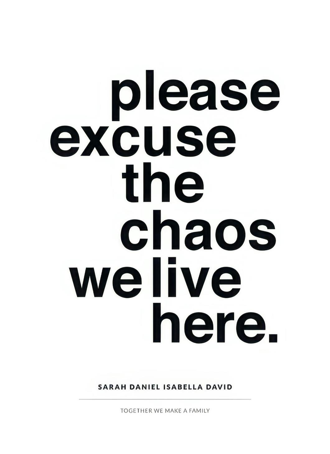 Excuse the Chaos Personalisiert Poster (50x70 cm) - Poster Store