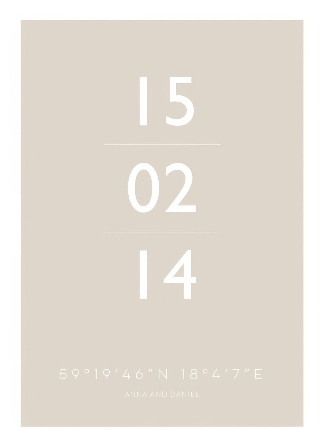 Data beżowy Plakat Personalizowany (30x40 cm) - Poster Store