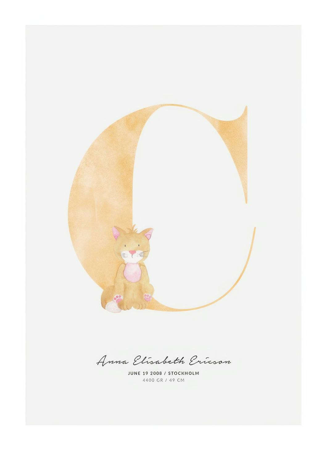 Barn Bokstav C Personlig Poster (50x70 cm) - Poster Store