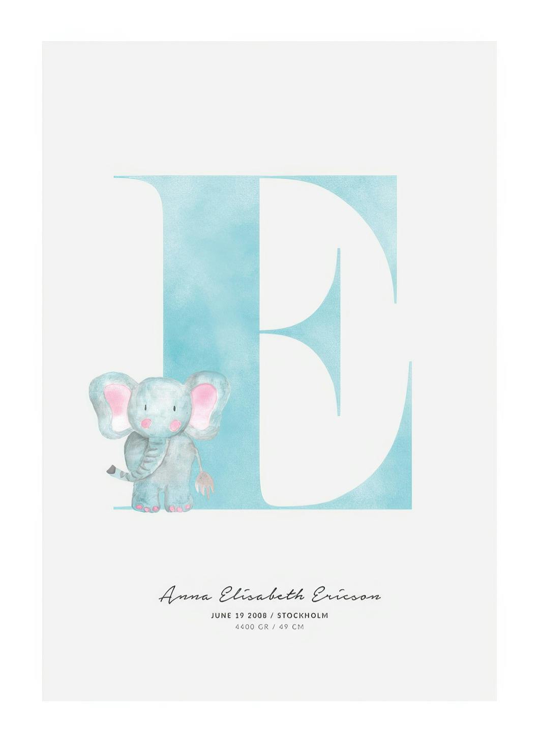 Barn Bokstav E Personlig Poster (30x40 cm) - Poster Store