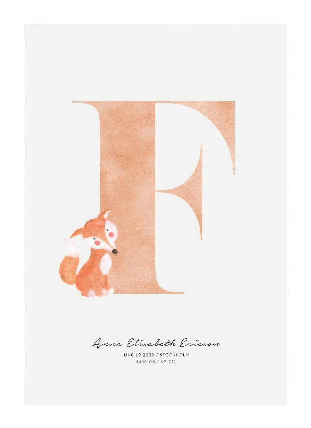 Lettera F per bambini poster personalizzato (30x40 cm) - Poster Store