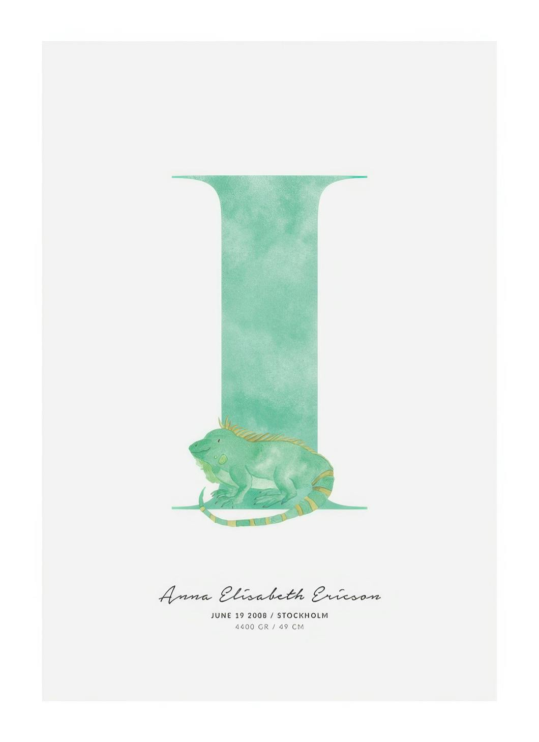 Barnebokstav I personlig plakat (50x70 cm) - Poster Store