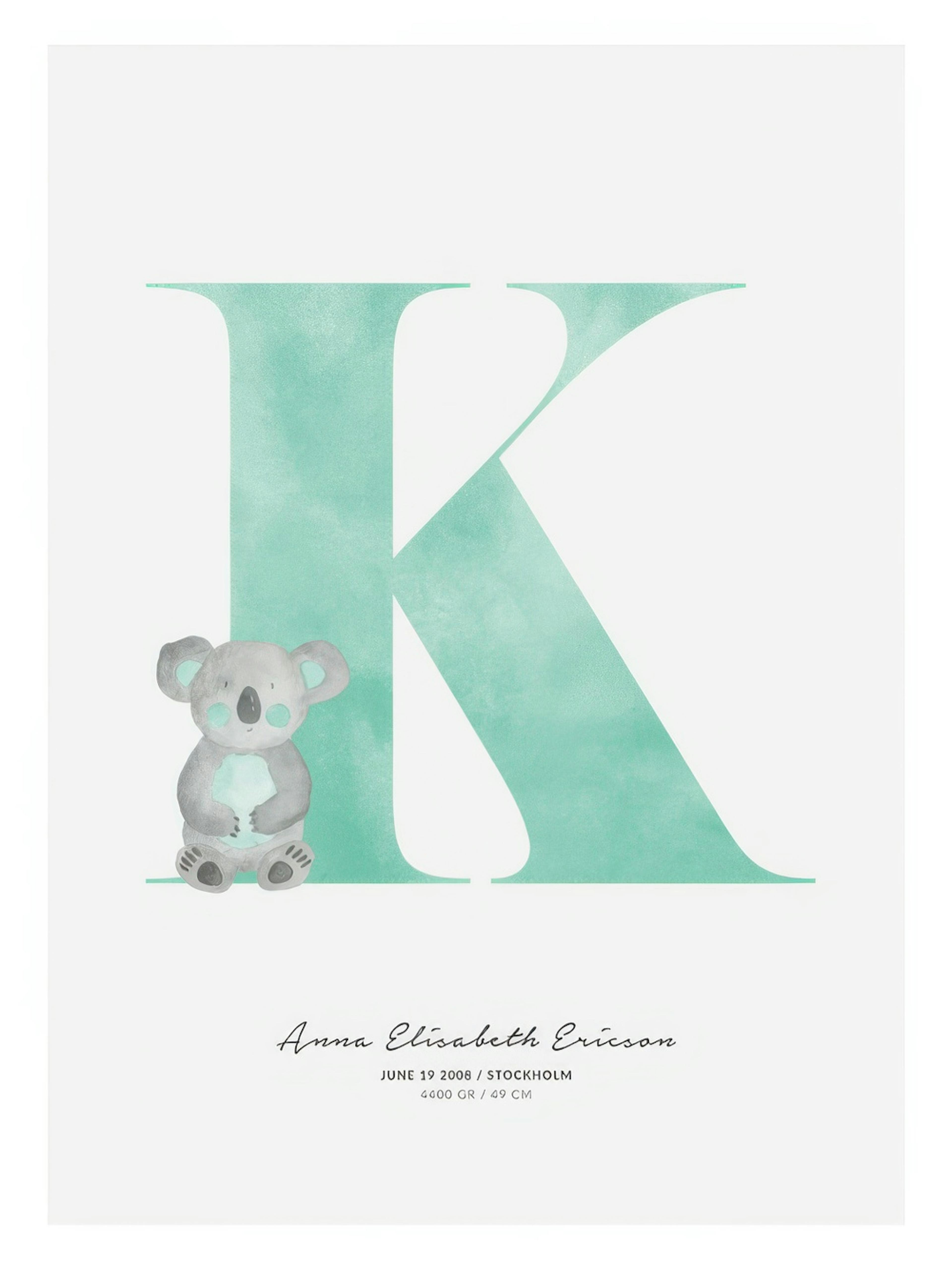 Lettre Enfant K Poster Personnalisé thumbnail