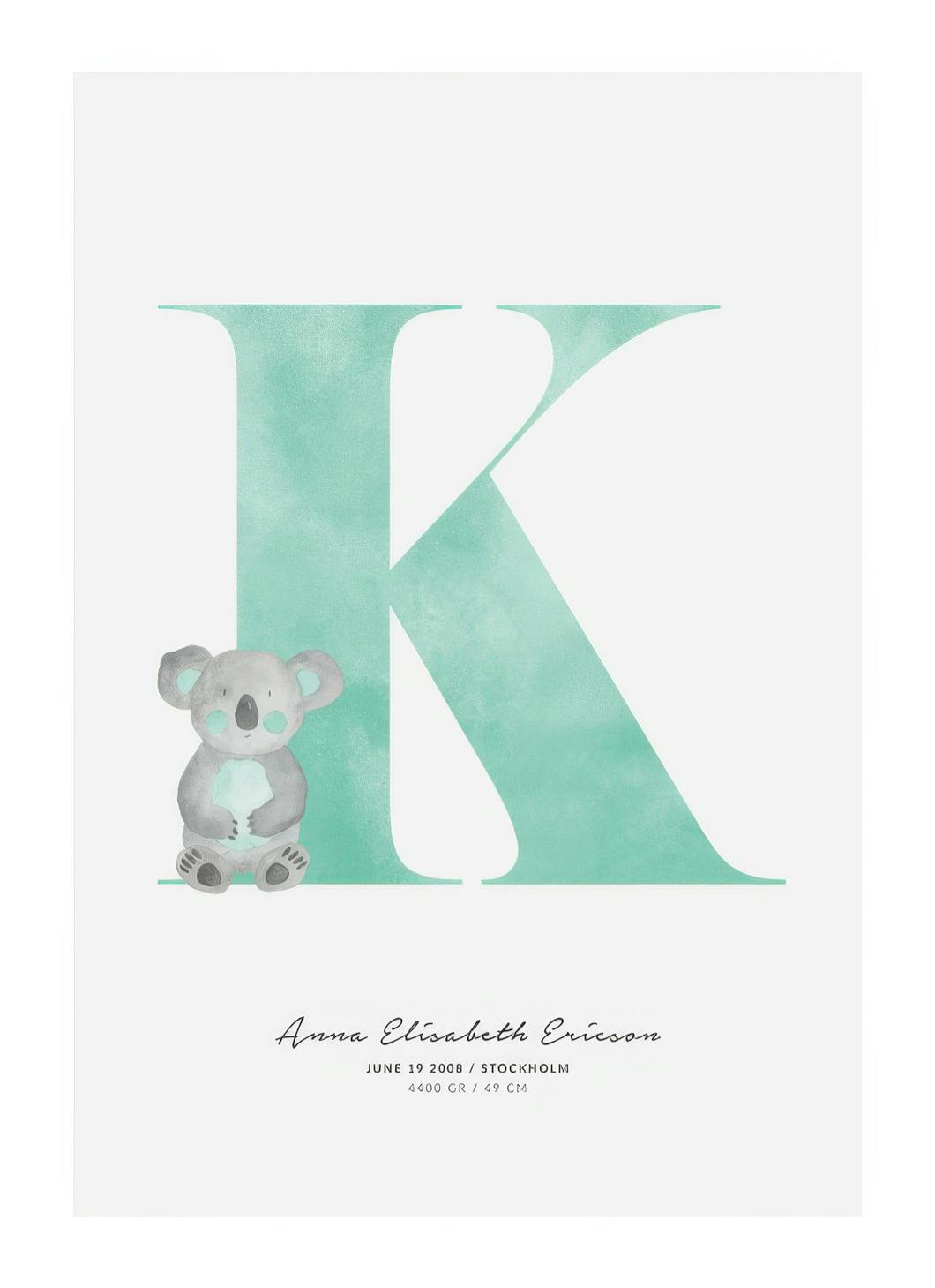 Kinderletter K persoonlijke poster (30x40 cm) - Poster Store