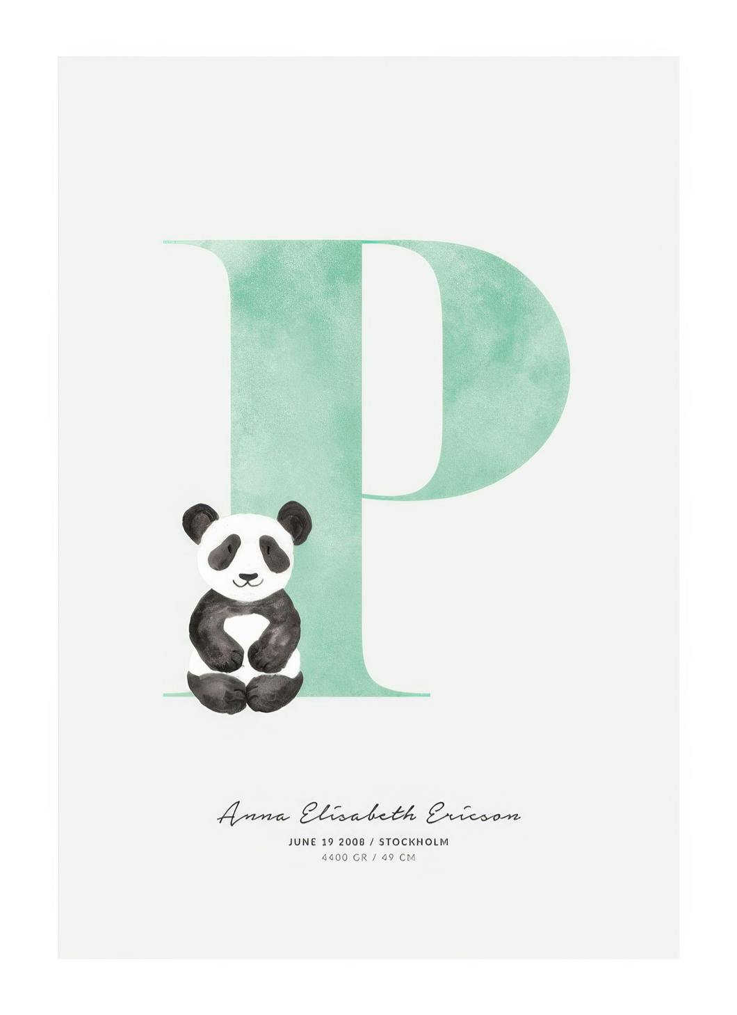 Barn Bokstav P Personlig Poster (50x70 cm) - Poster Store