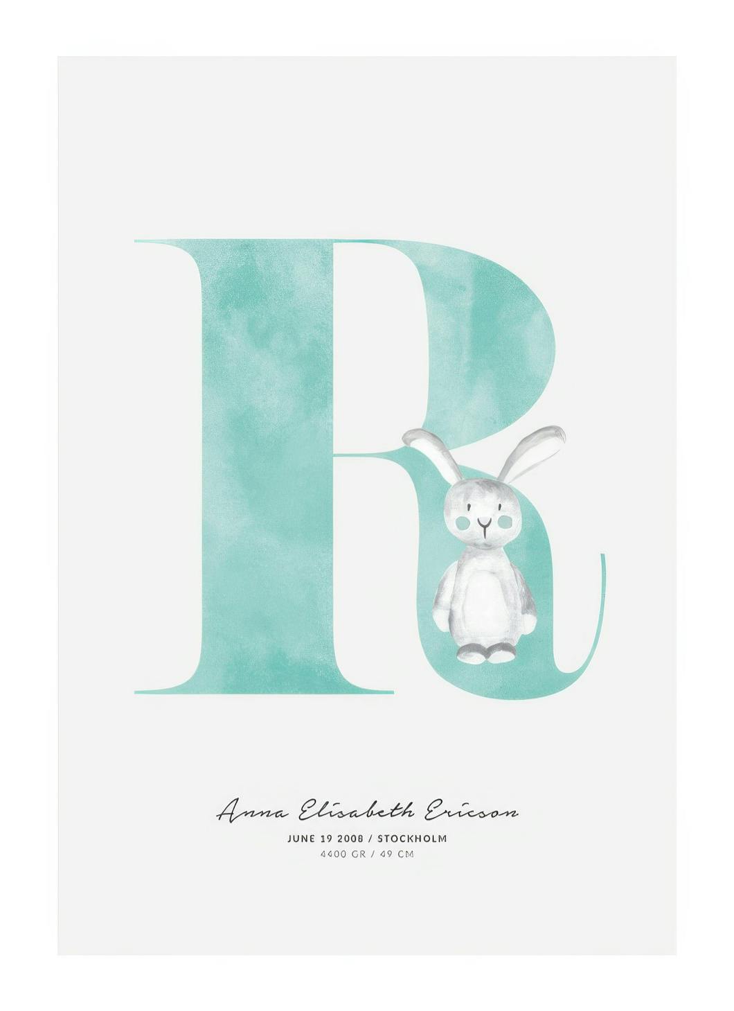 Lettera R per bambini poster personalizzato (30x40 cm) - Poster Store