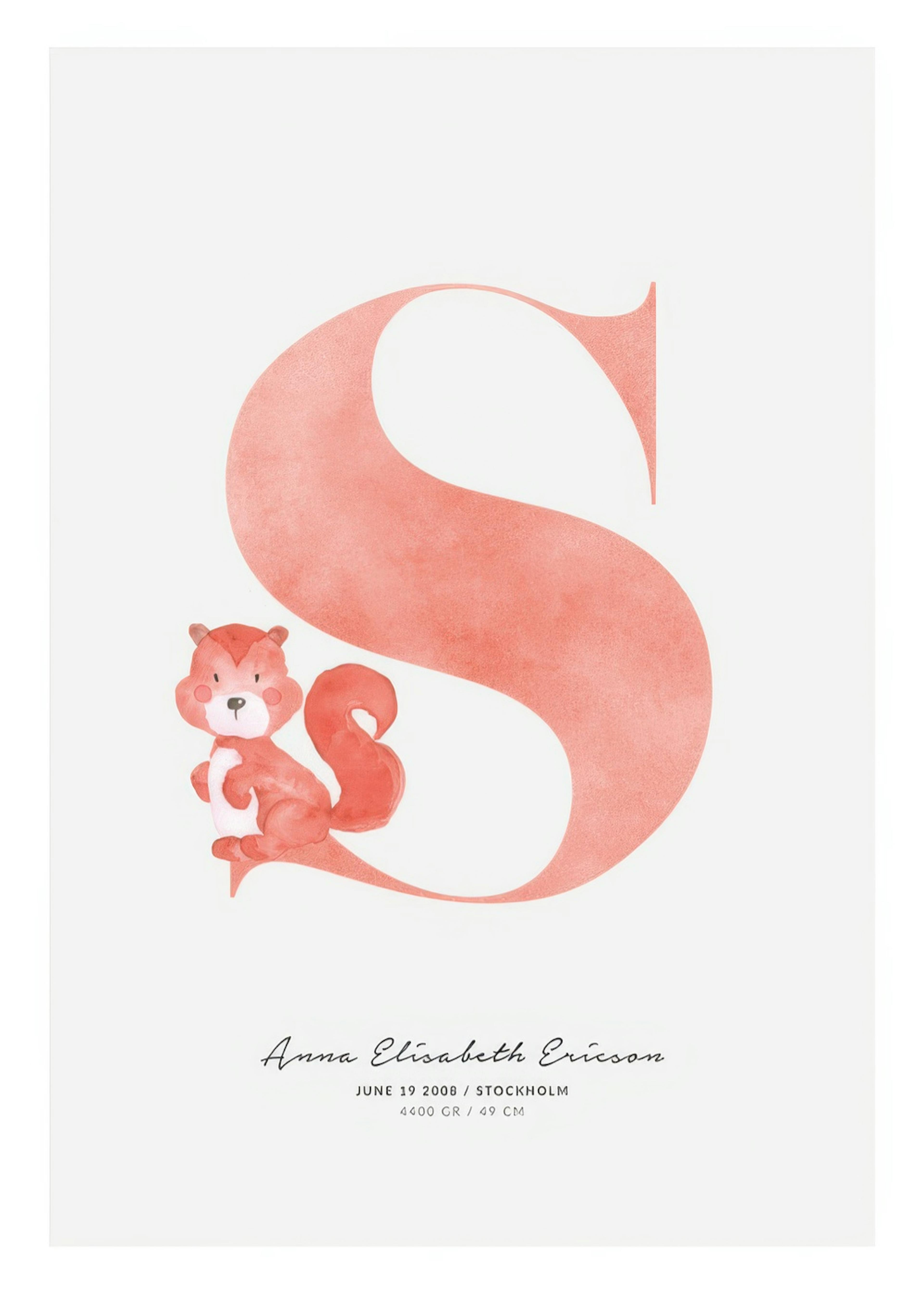 Kinderletter S persoonlijke poster 0