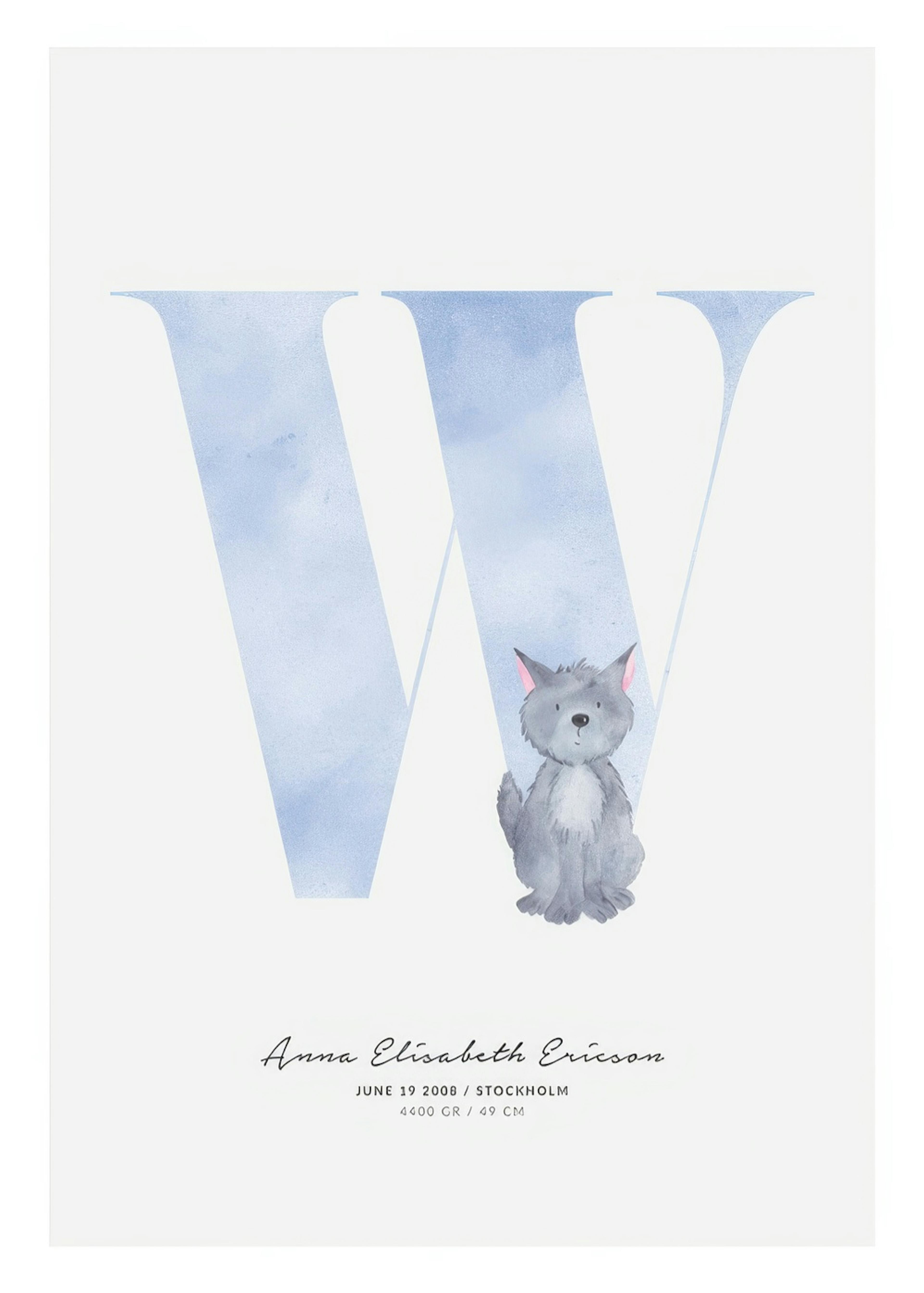 Kinderletter W persoonlijke poster 0
