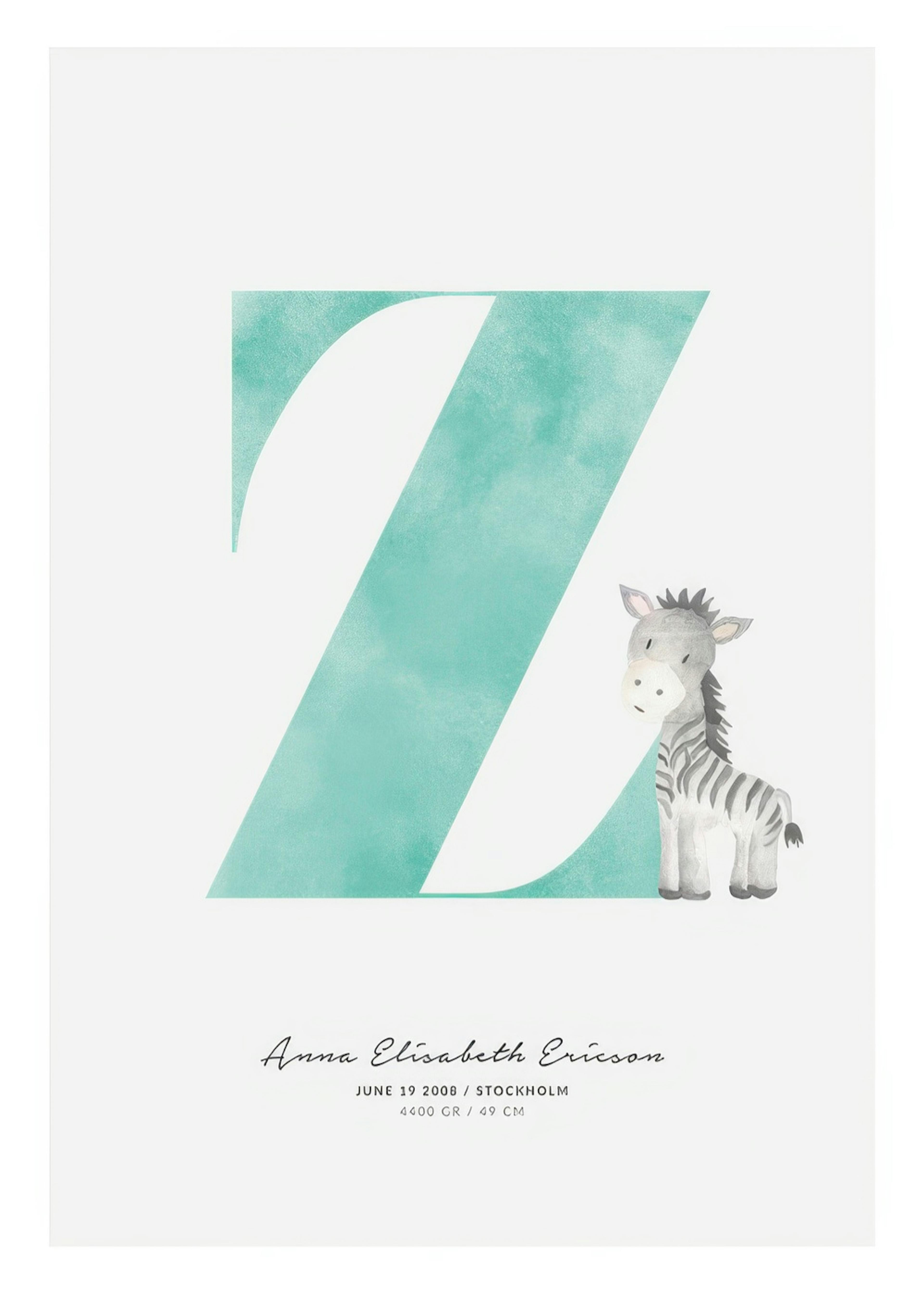 Barn Bokstav Z Personlig Poster 0